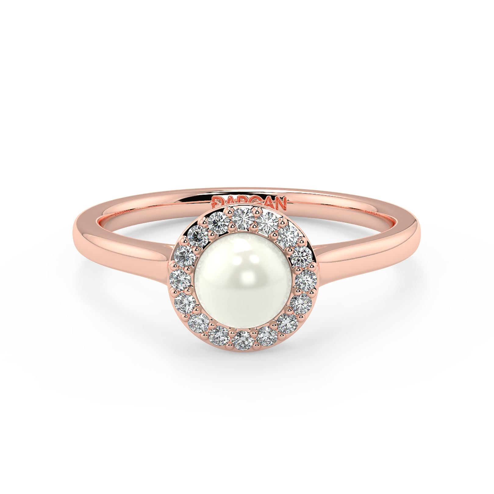 5mm Pearl & Lab-Grown Diamond Halo Ring in 18K White, Yellow & Rose Gold