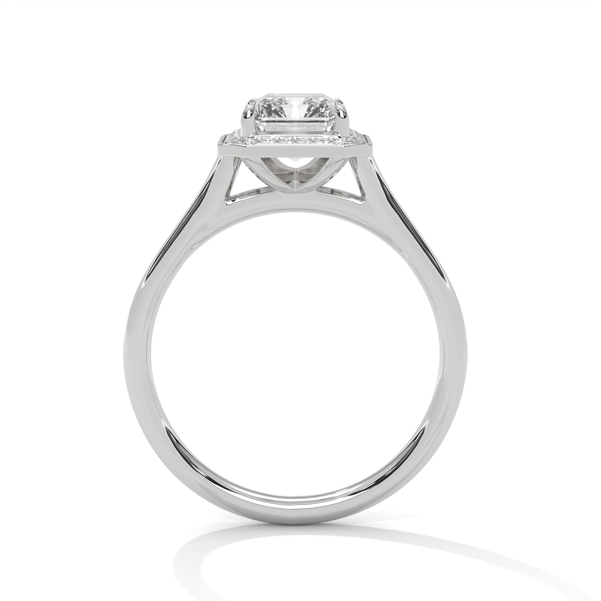 1–3 Carat Emerald Cut Lab Grown Diamond Solitaire Halo Ring – 18K White, Yellow, or Rose Gold