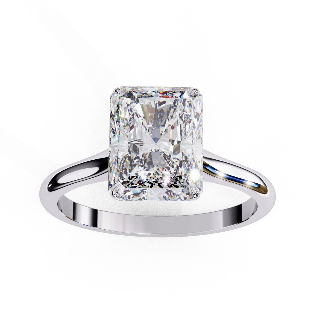 1–5 Carat Radiant Cut Lab Grown Diamond Ring in 18K Gold | 4-Prong Custom Solitaire