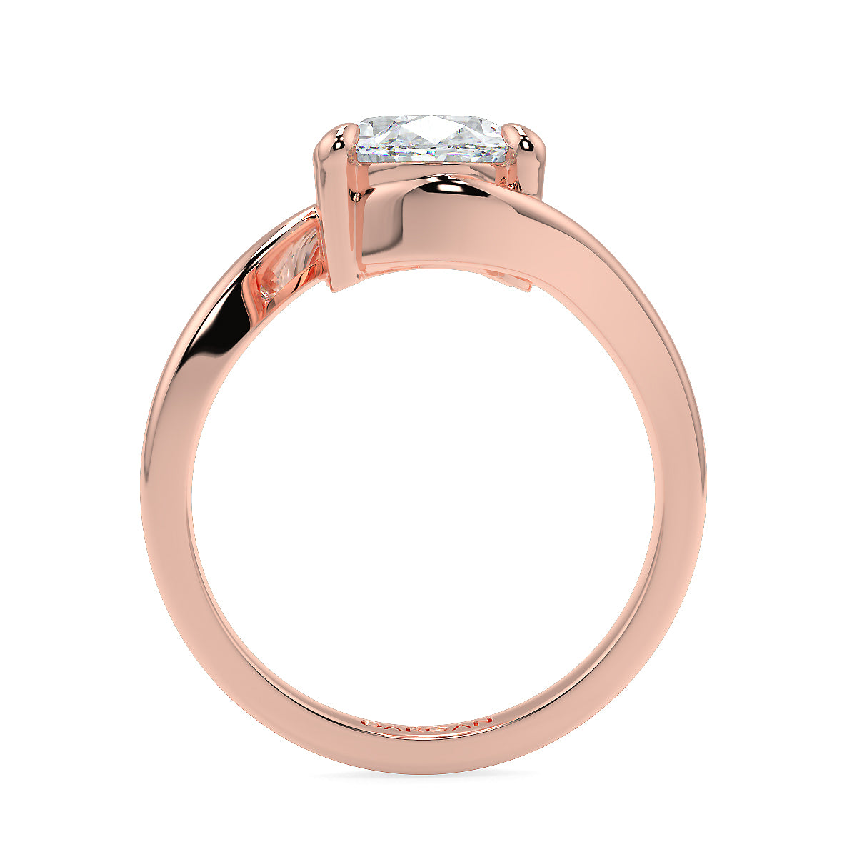 1–5 Carats Oval Cut Lab-Grown Diamond Solitaire Ring with Twisted Band | 18K Gold | Yellow, White & Rose Gold