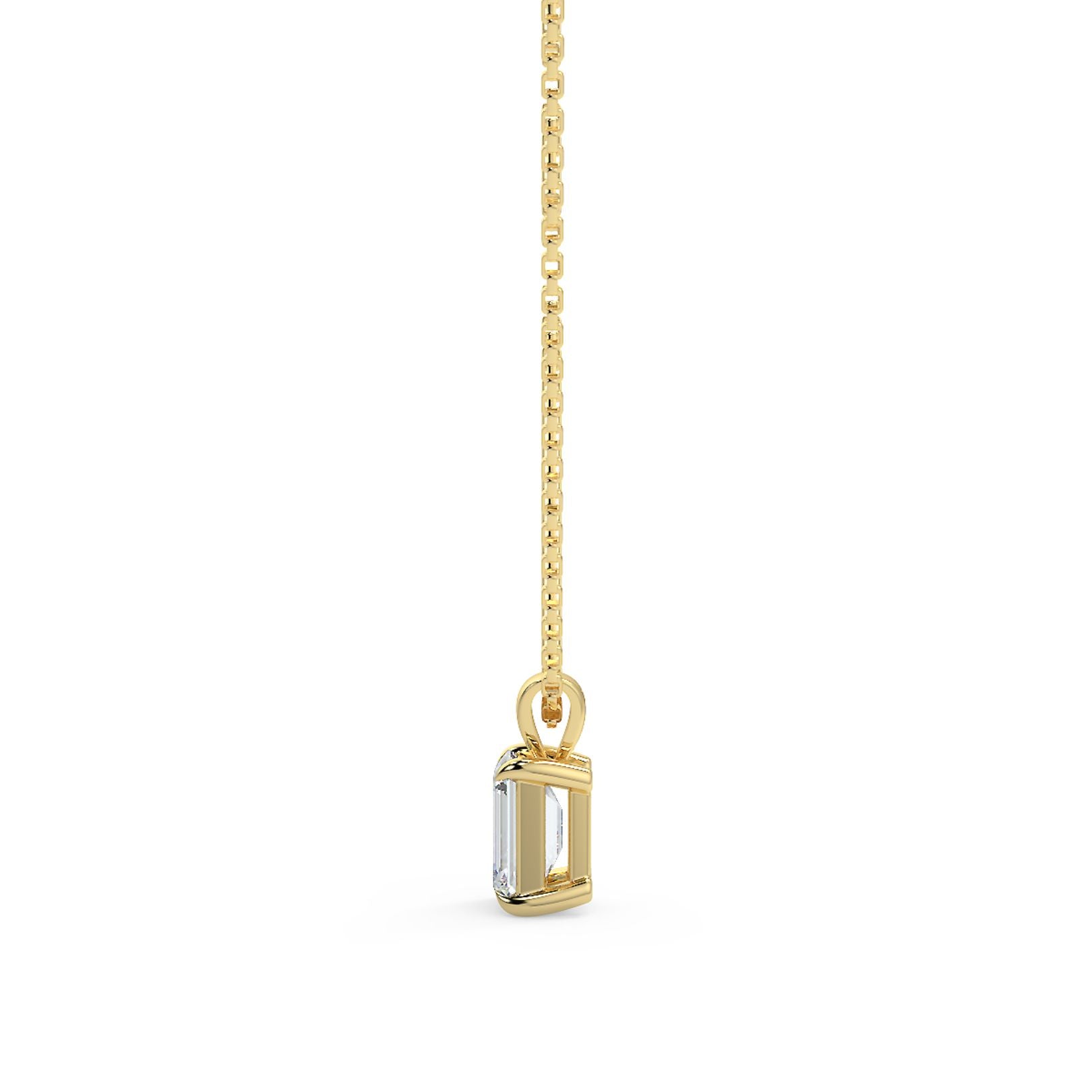 Emerald Cut Lab-Grown Diamond Solitaire Pendant Necklace with Chain | 18K Gold | 0.50–3 Carats