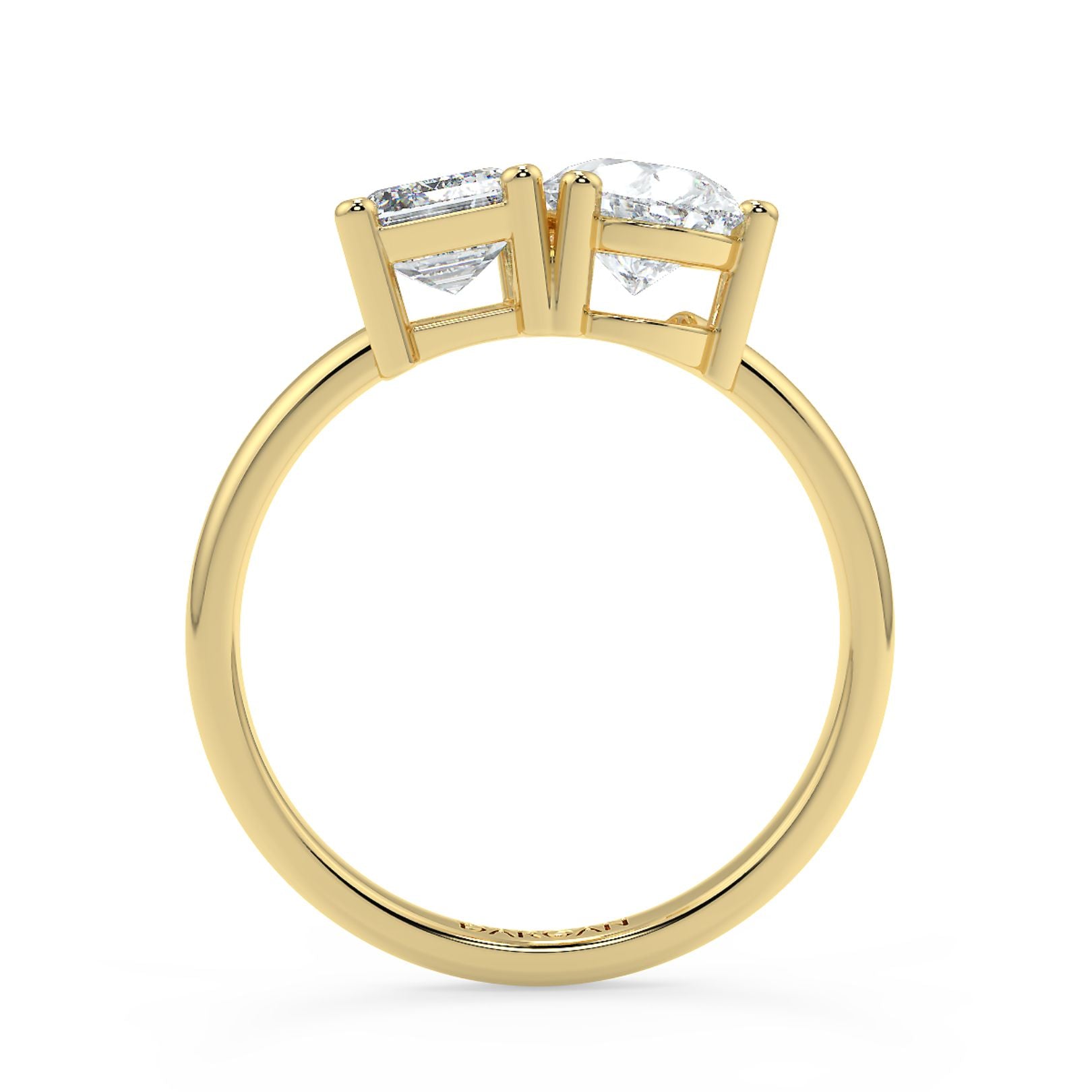 Emerald and Pear Toi et Moi Lab-Grown Diamond Solitaire Ring in 18K Gold