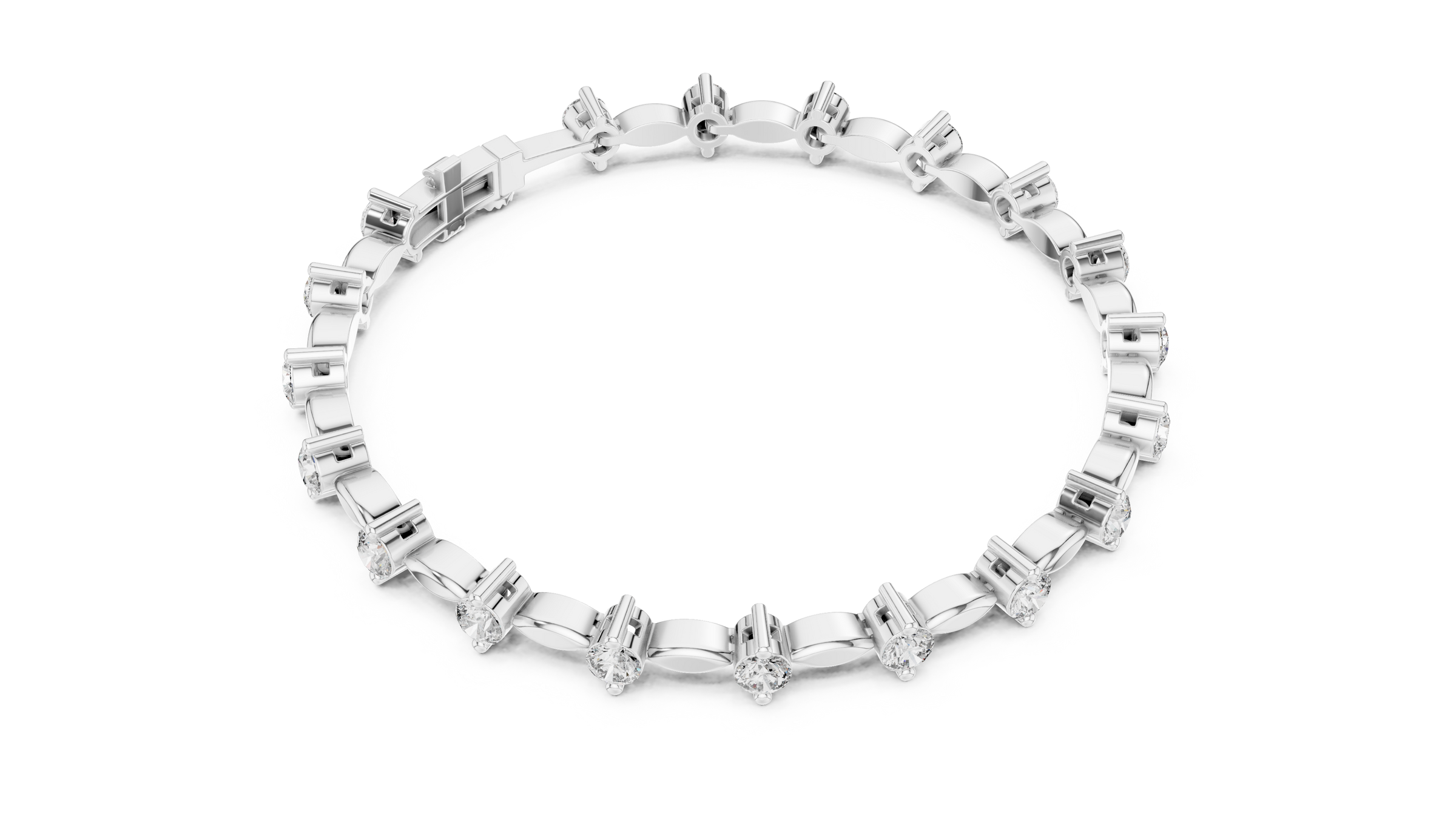 Round Lab - Grown Diamond Bracelet with Marquise Link Design 18K Gold