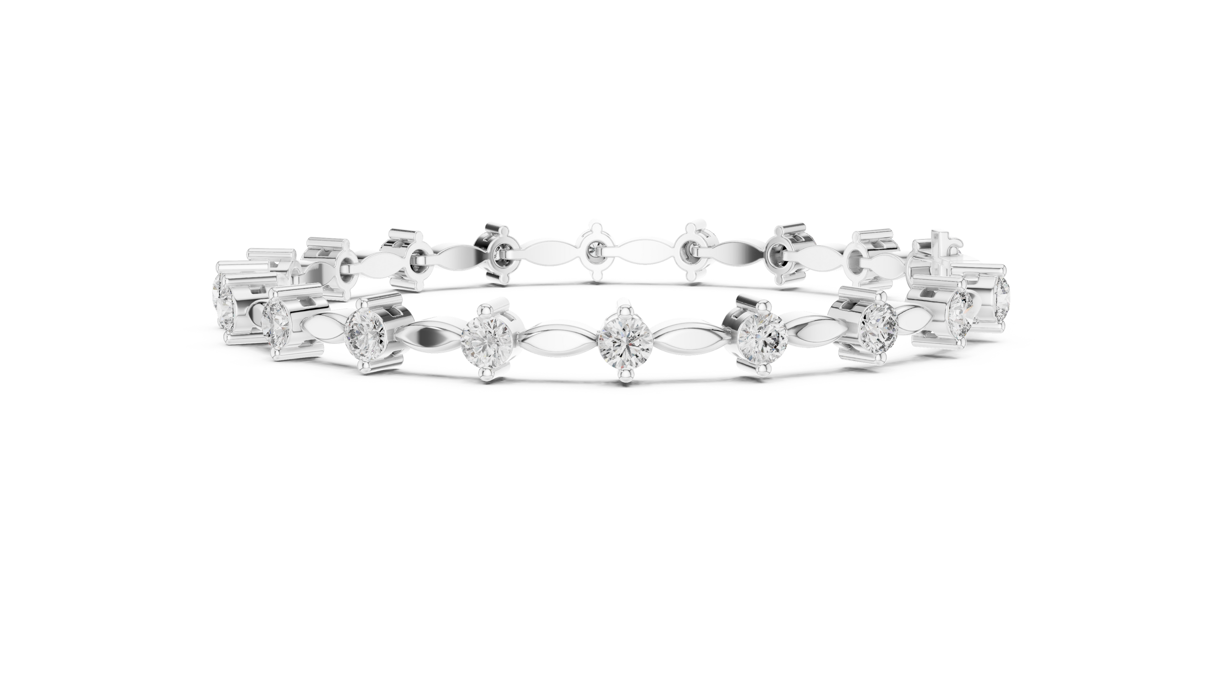 Round Lab - Grown Diamond Bracelet with Marquise Link Design 18K Gold