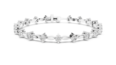Round Lab - Grown Diamond Bracelet with Marquise Link Design 18K Gold