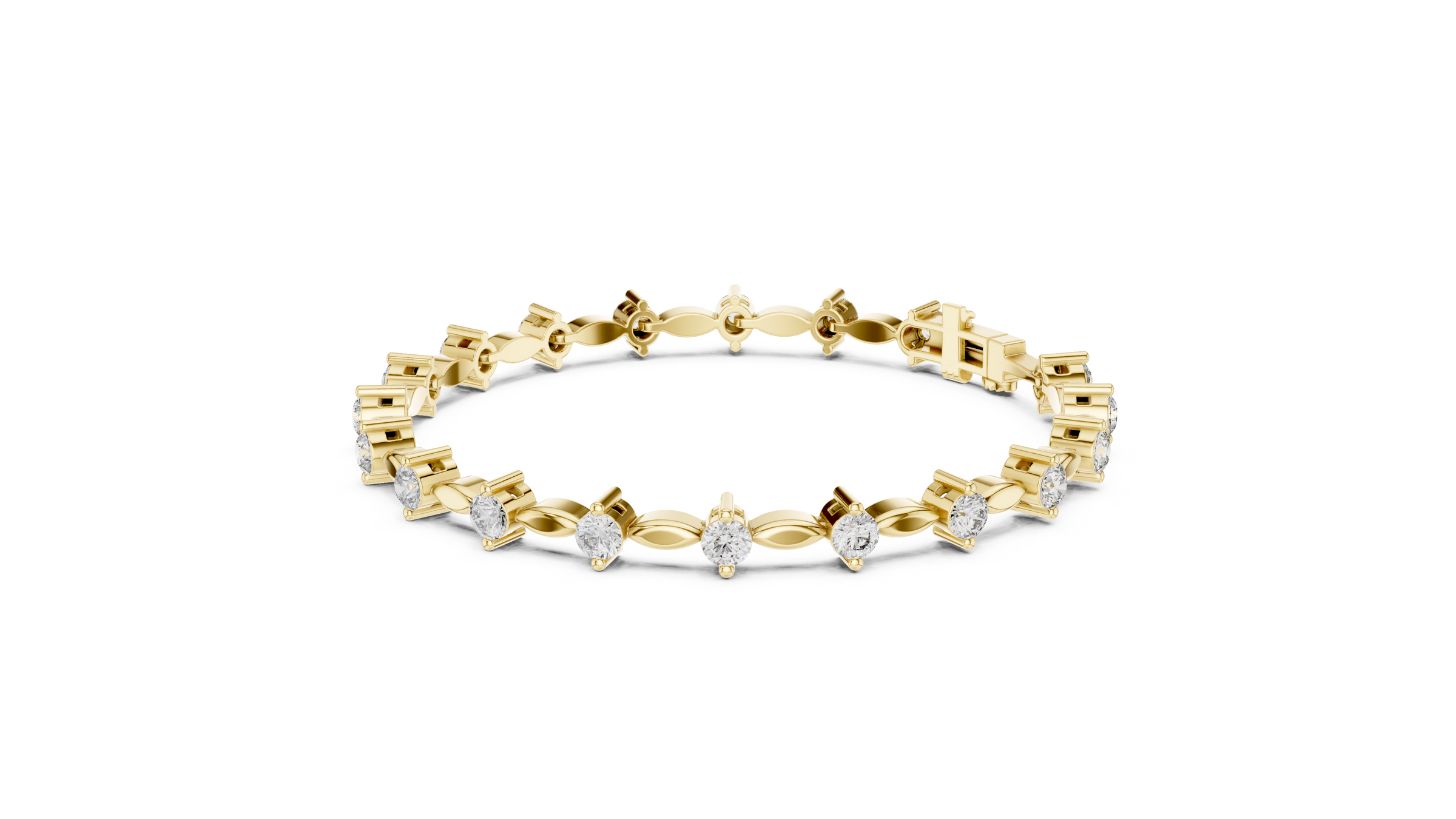 Round Lab - Grown Diamond Bracelet with Marquise Link Design 18K Gold