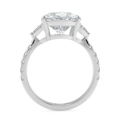 3-5 Carat Oval Lab-Grown Diamond Solitaire Ring with Marquise & Round Side Stones