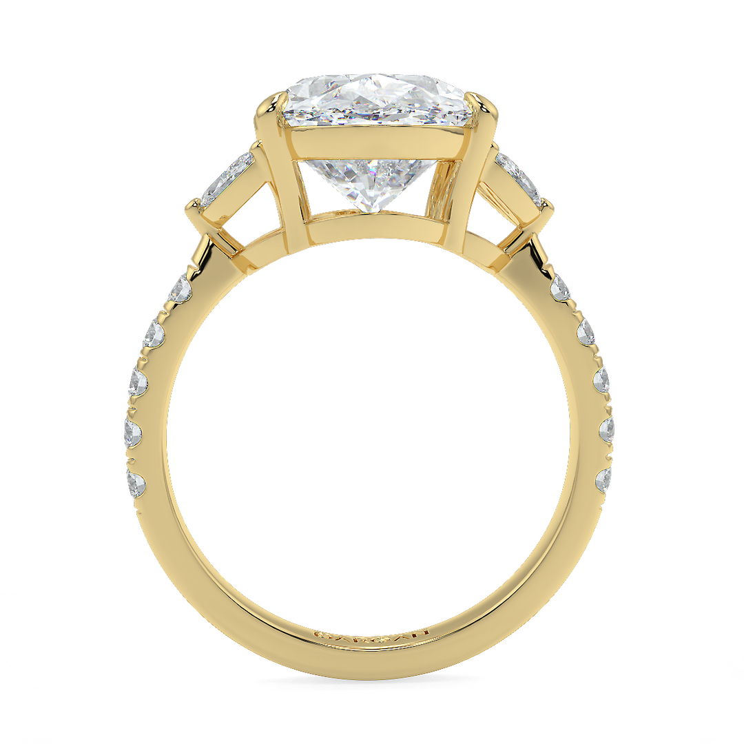 3-5 Carat Oval Lab-Grown Diamond Ring with Marquise & Round Side Stones
