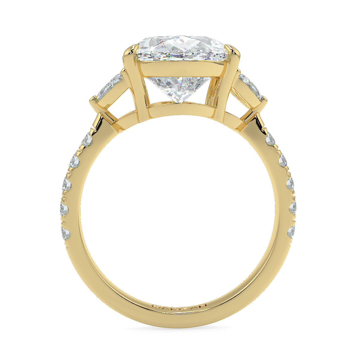 3-5 Carat Oval Lab-Grown Diamond Solitaire Ring with Marquise & Round Side Stones