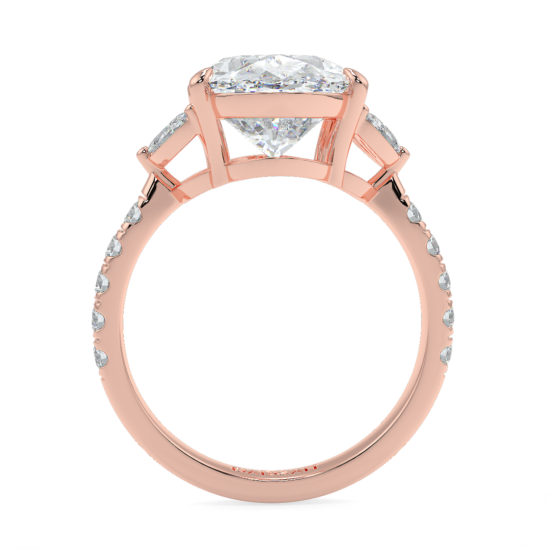3-5 Carat Oval Lab-Grown Diamond Ring with Marquise & Round Side Stones