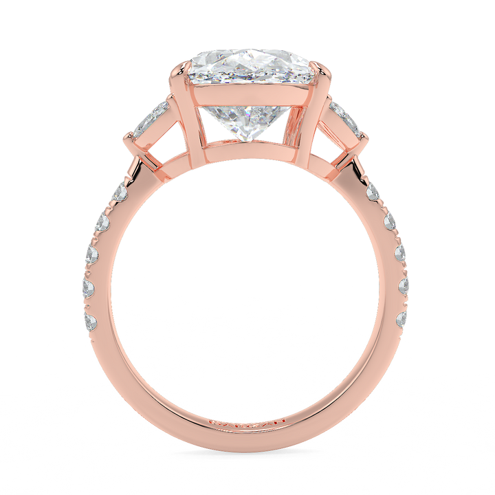 3-5 Carat Oval Lab-Grown Diamond Ring with Marquise & Round Side Stones