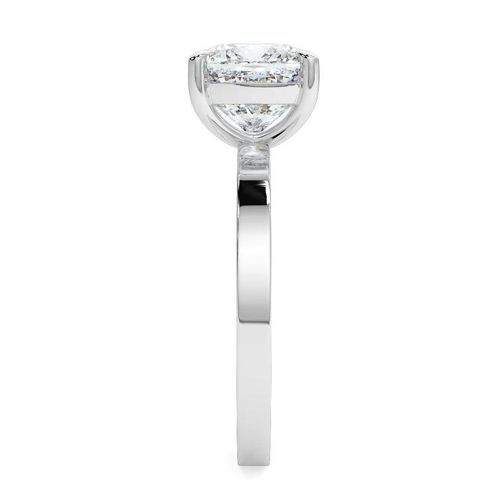 Cushion-Cut Flat Shank Band Diamond Solitaire Ring | 18K Gold | 1 to 5 Carats