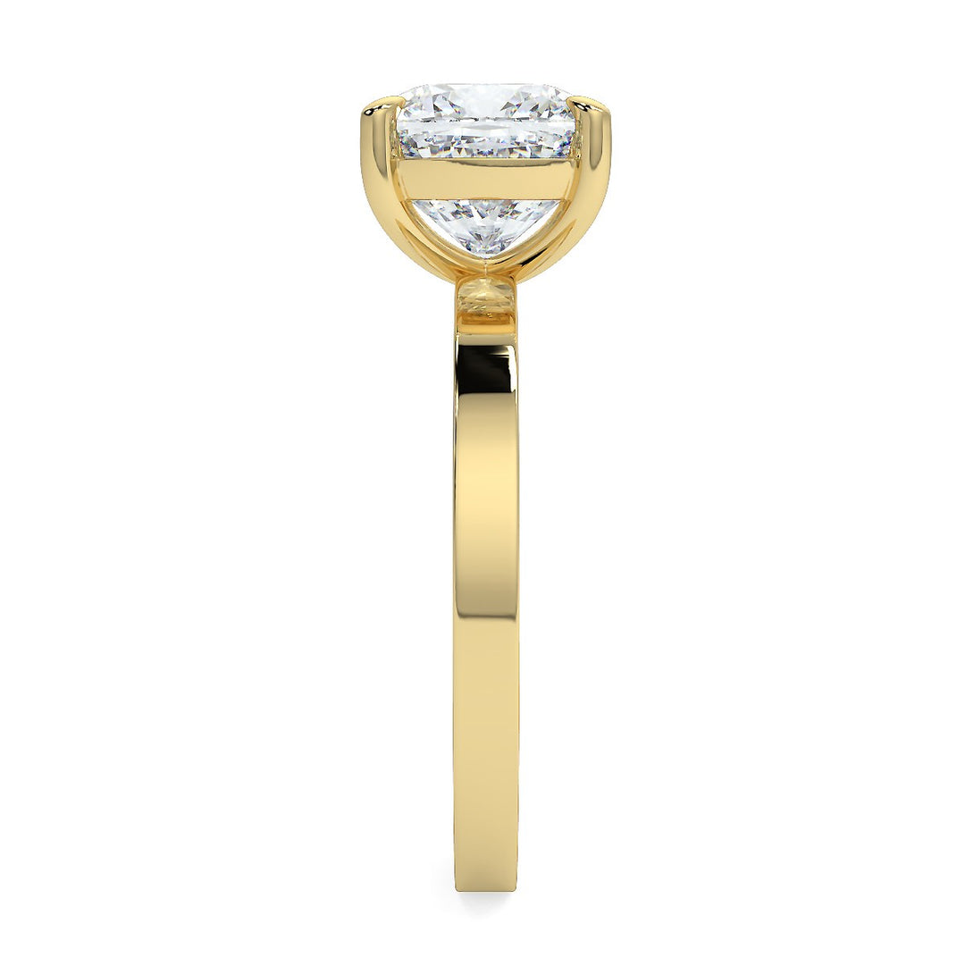 Cushion-Cut Flat Shank Band Diamond Solitaire Ring | 18K Gold | 1 to 5 Carats