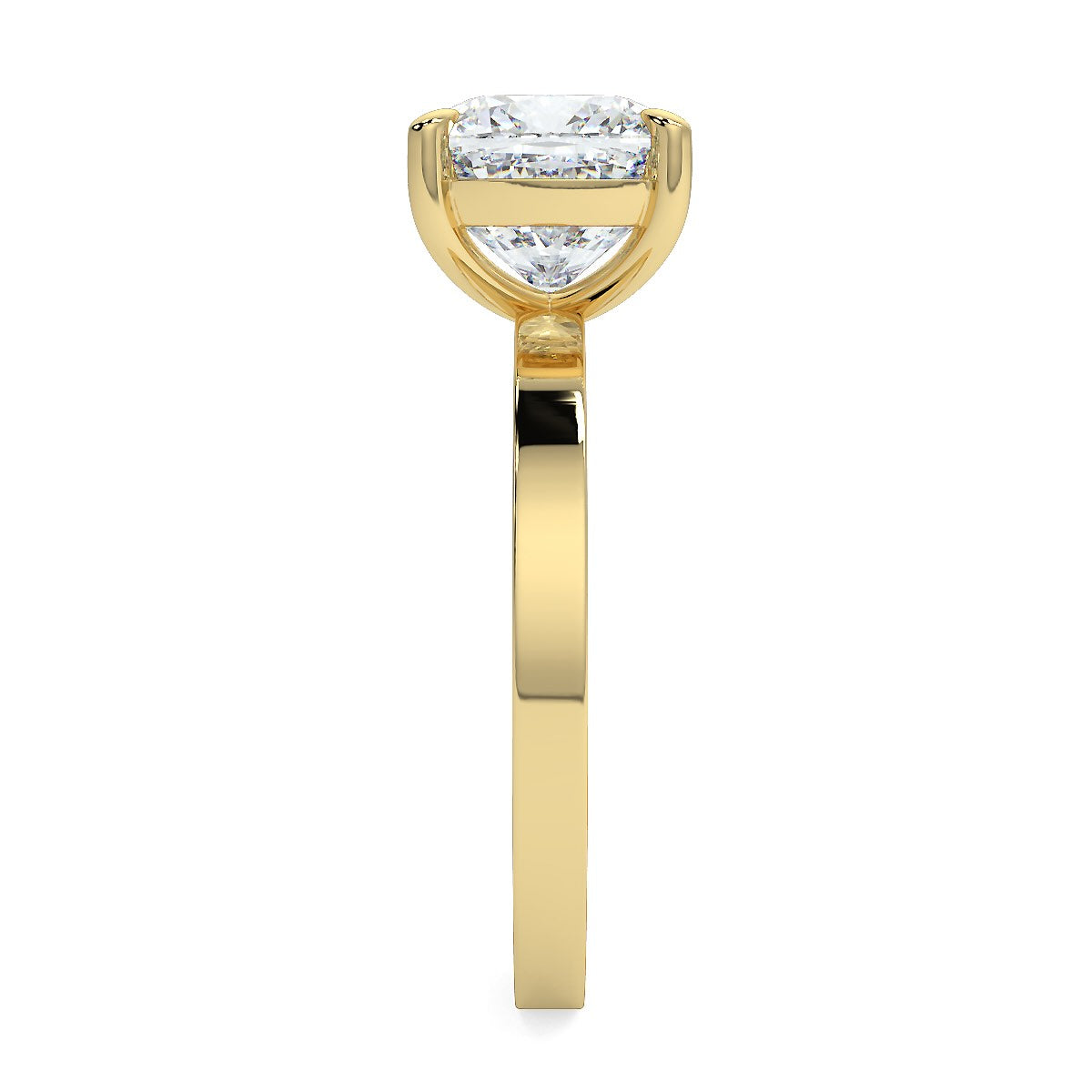 Cushion-Cut Flat Shank Band Diamond Solitaire Ring | 18K Gold | 1 to 5 Carats