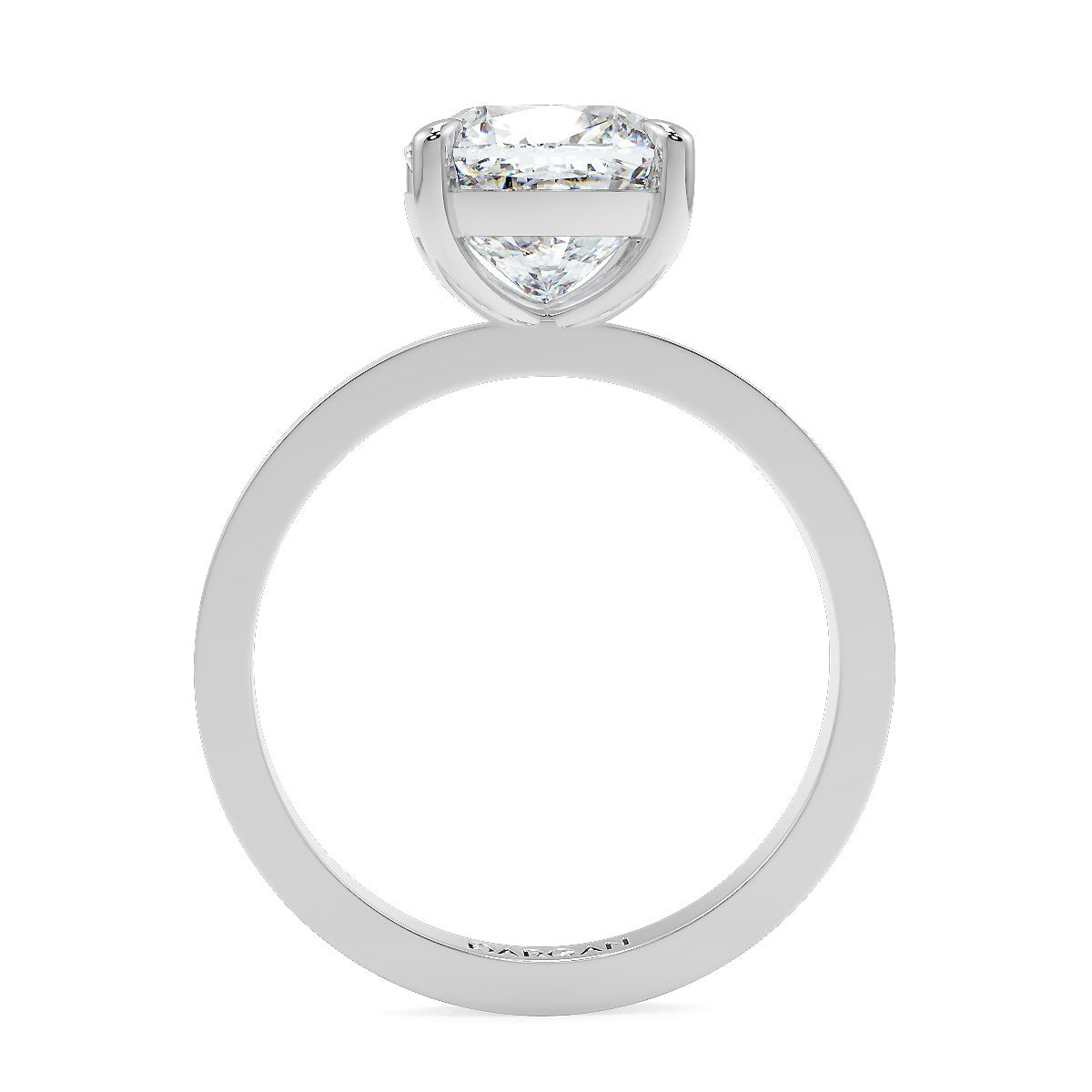 Cushion-Cut Flat Shank Band Diamond Solitaire Ring | 18K Gold | 1 to 5 Carats
