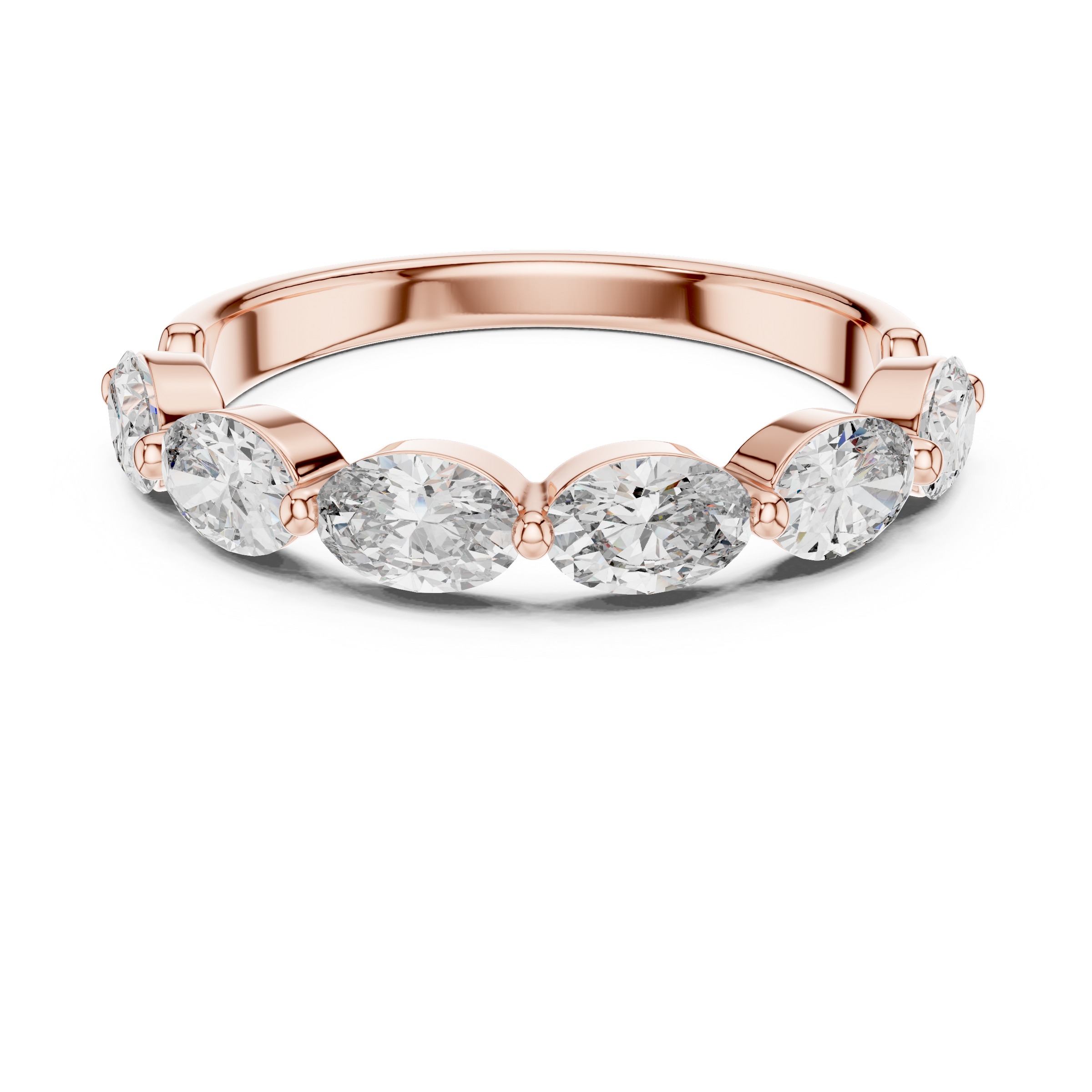 Half Eternity Oval Shape Lab-Grown Diamond Ring (0.20 Carat Each) in 18K Gold