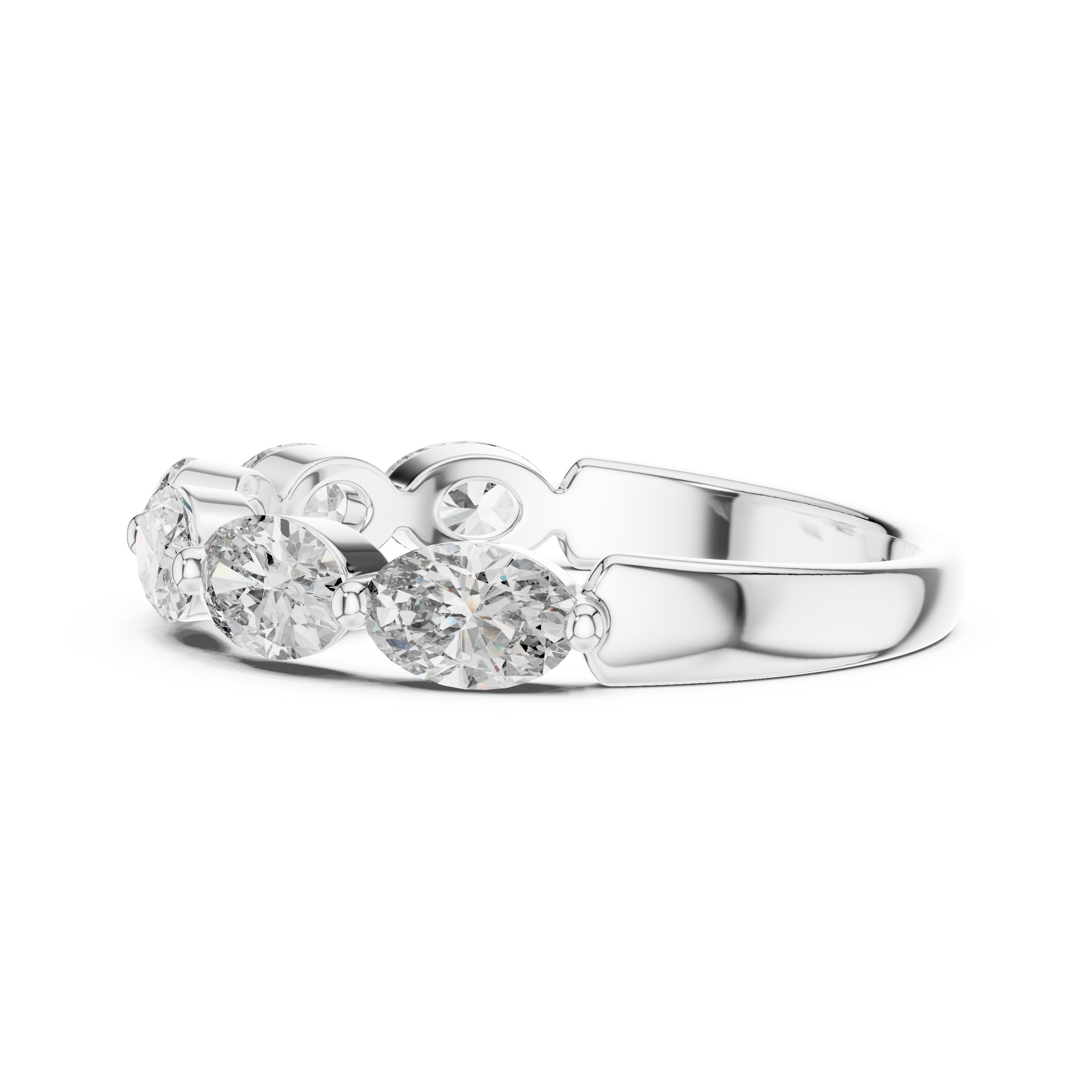 Half Eternity Oval Shape Lab-Grown Diamond Ring (0.20 Carat Each) in 18K Gold