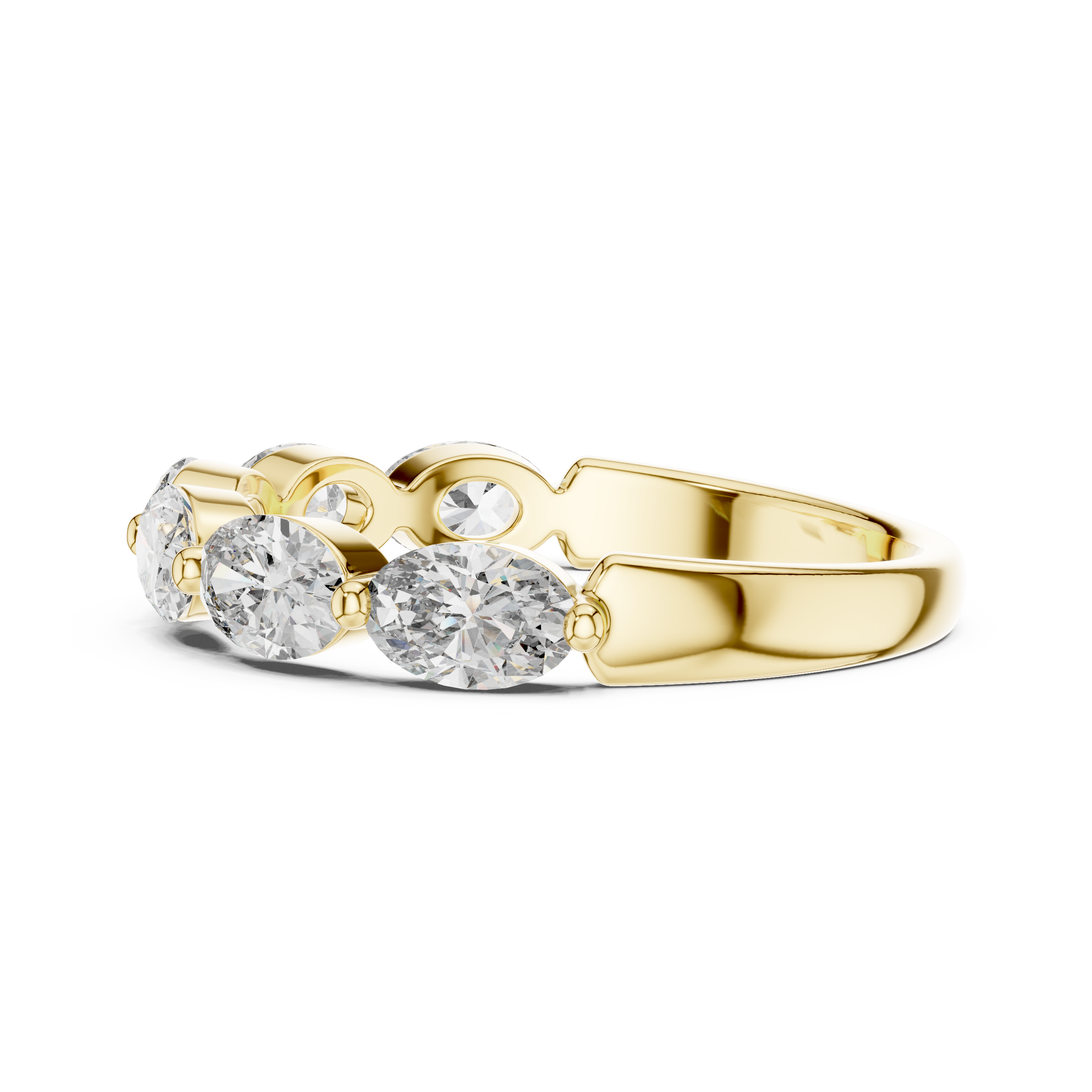 Half Eternity Oval Shape Lab-Grown Diamond Ring (0.20 Carat Each) in 18K Gold