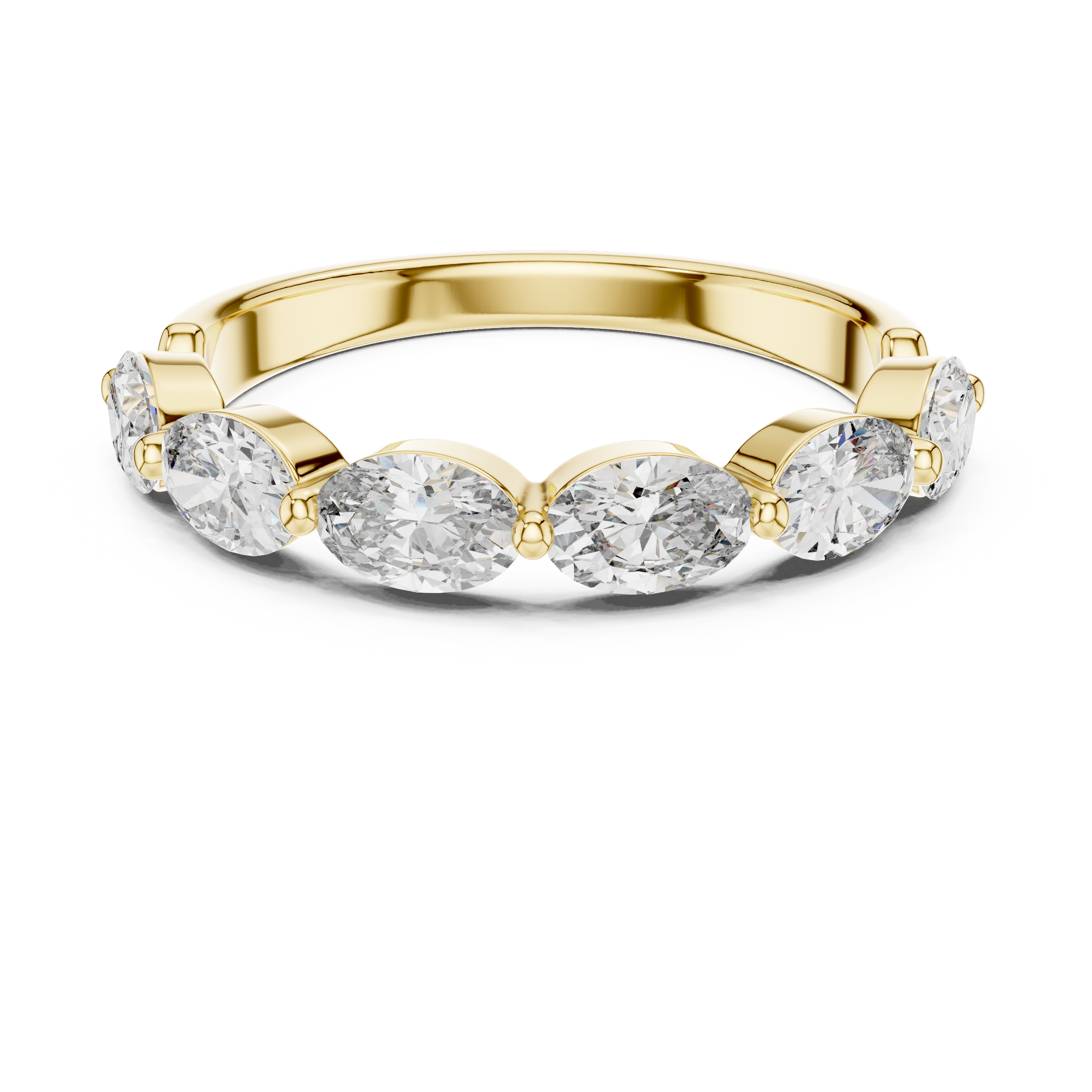 Half Eternity Oval Shape Lab-Grown Diamond Ring (0.20 Carat Each) in 18K Gold