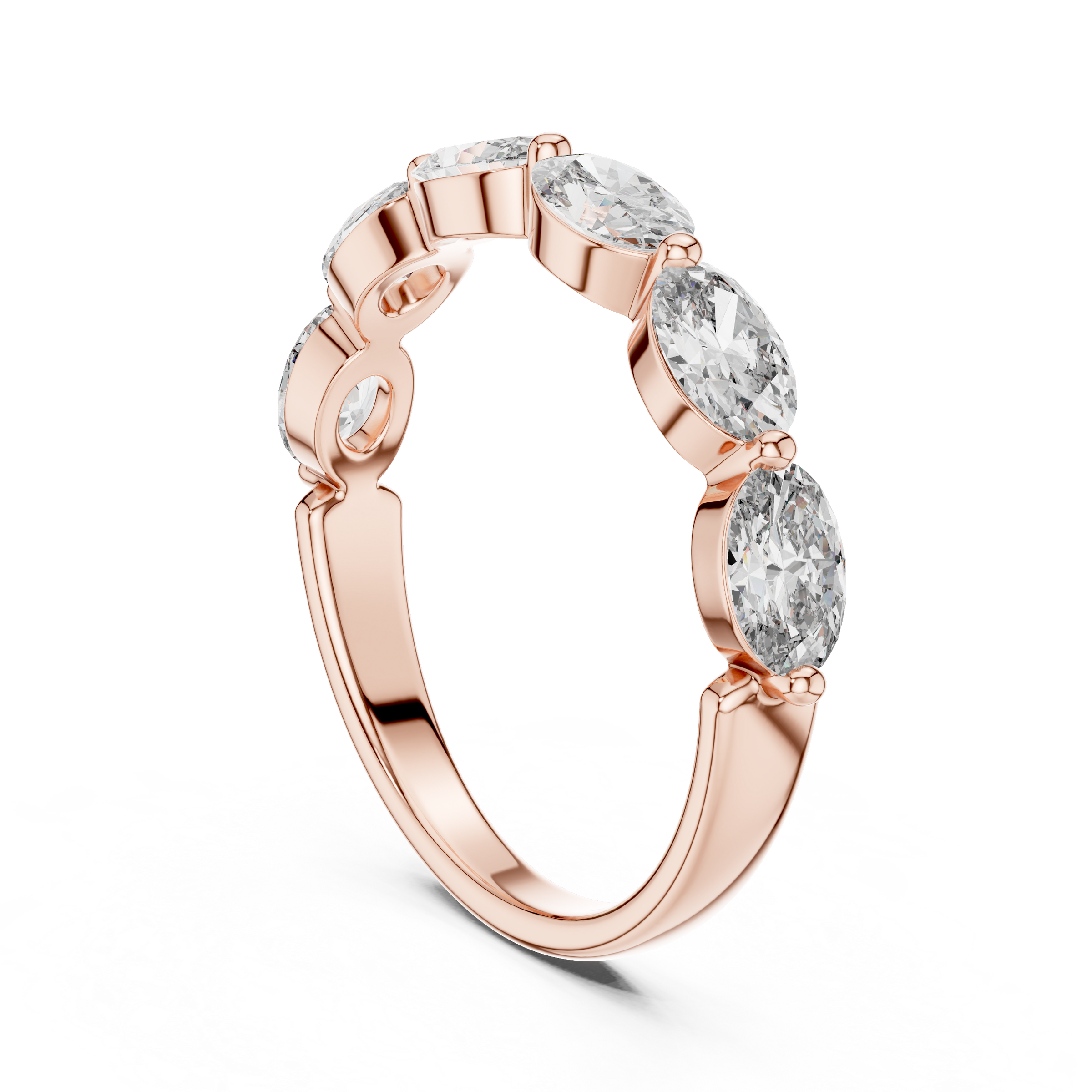 Half Eternity Oval Shape Lab-Grown Diamond Ring (0.20 Carat Each) in 18K Gold