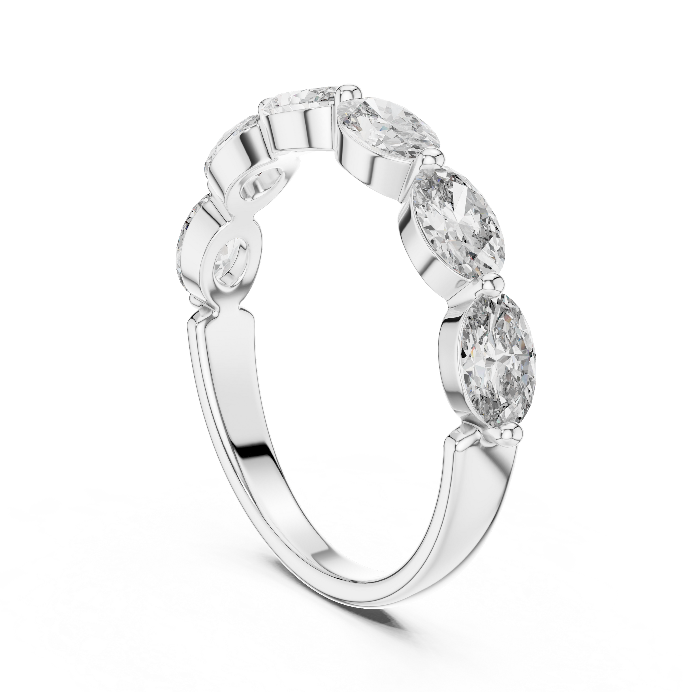 Half Eternity Oval Shape Lab-Grown Diamond Ring (0.20 Carat Each) in 18K Gold