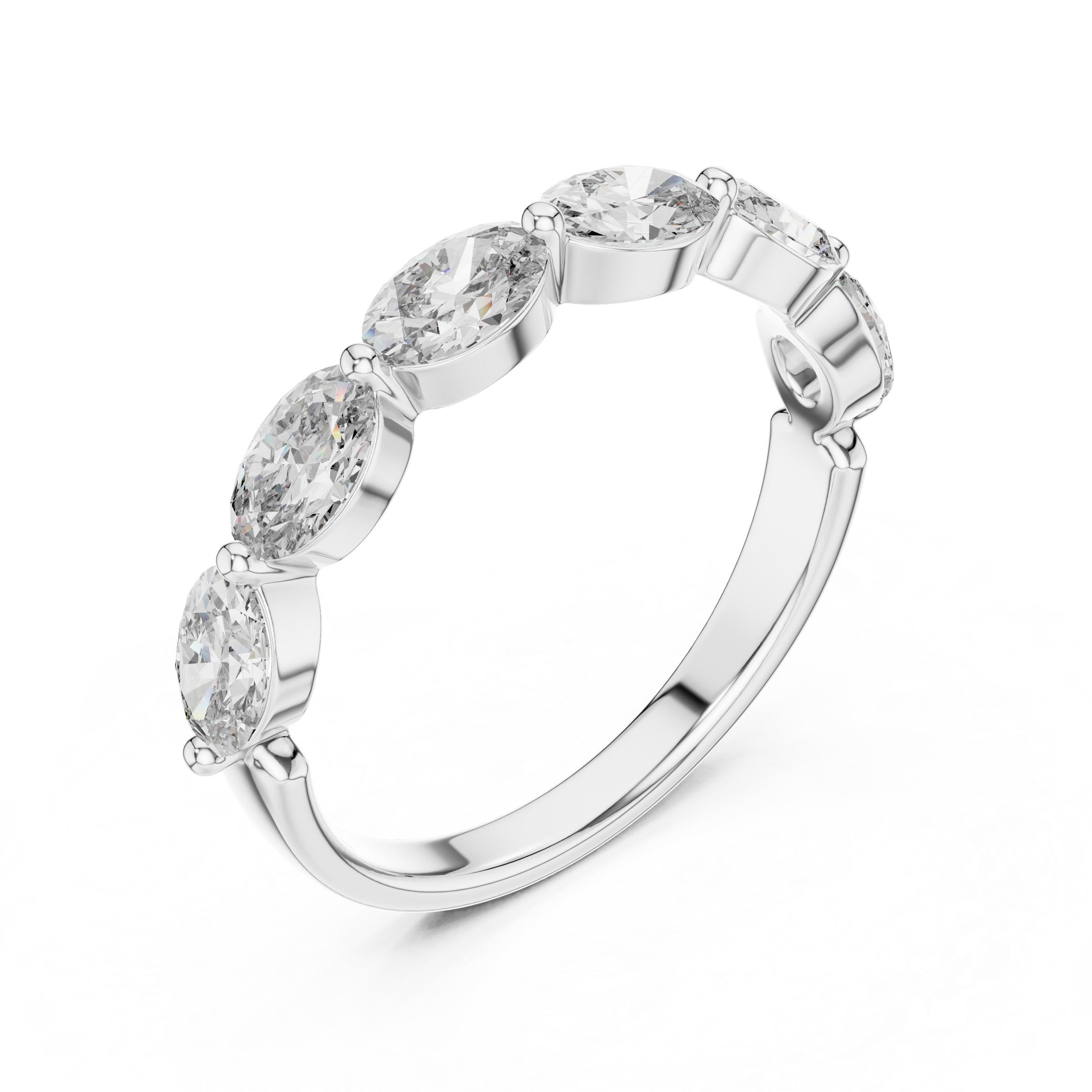 Half Eternity Oval Shape Lab-Grown Diamond Ring (0.20 Carat Each) in 18K Gold