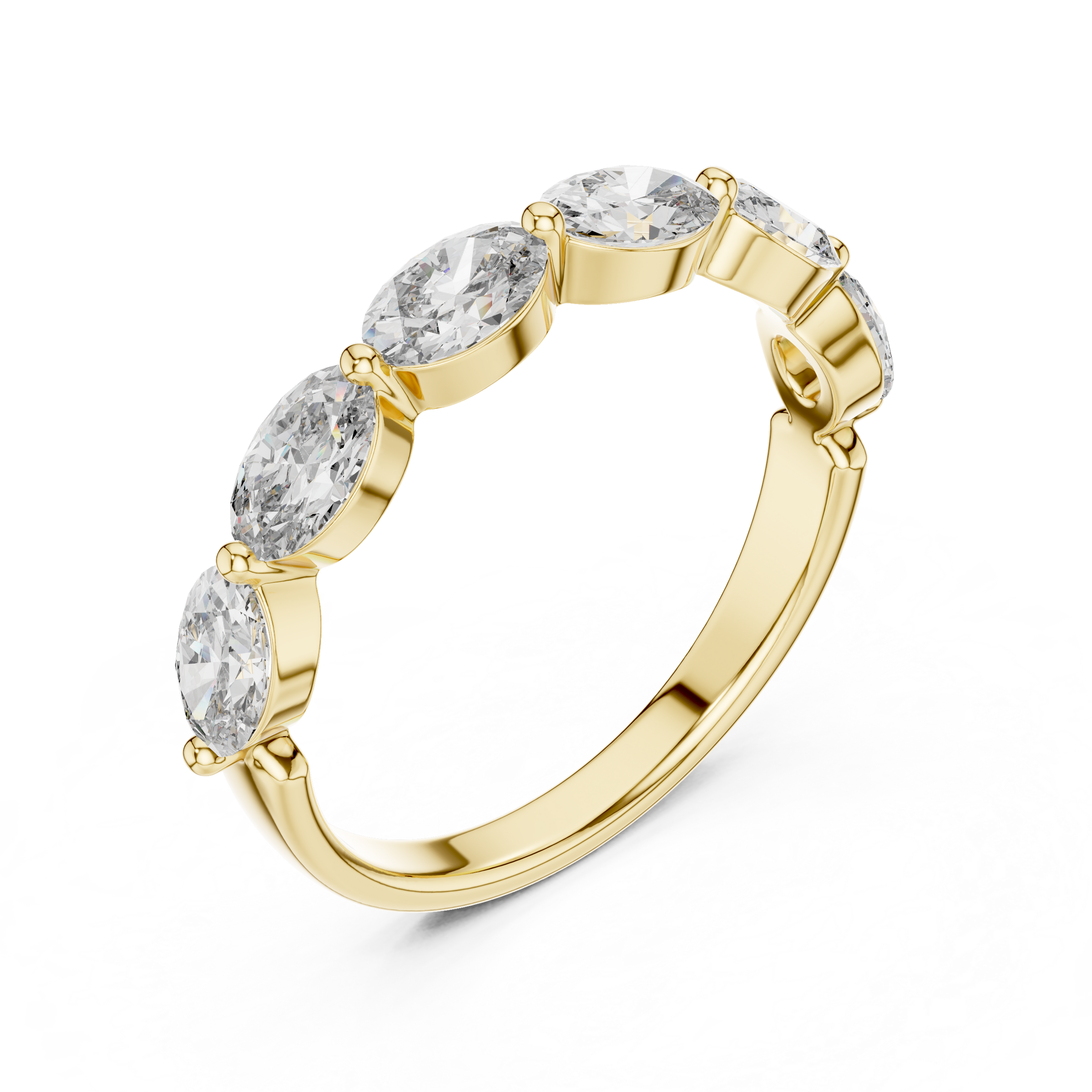 Half Eternity Oval Shape Lab-Grown Diamond Ring (0.20 Carat Each) in 18K Gold