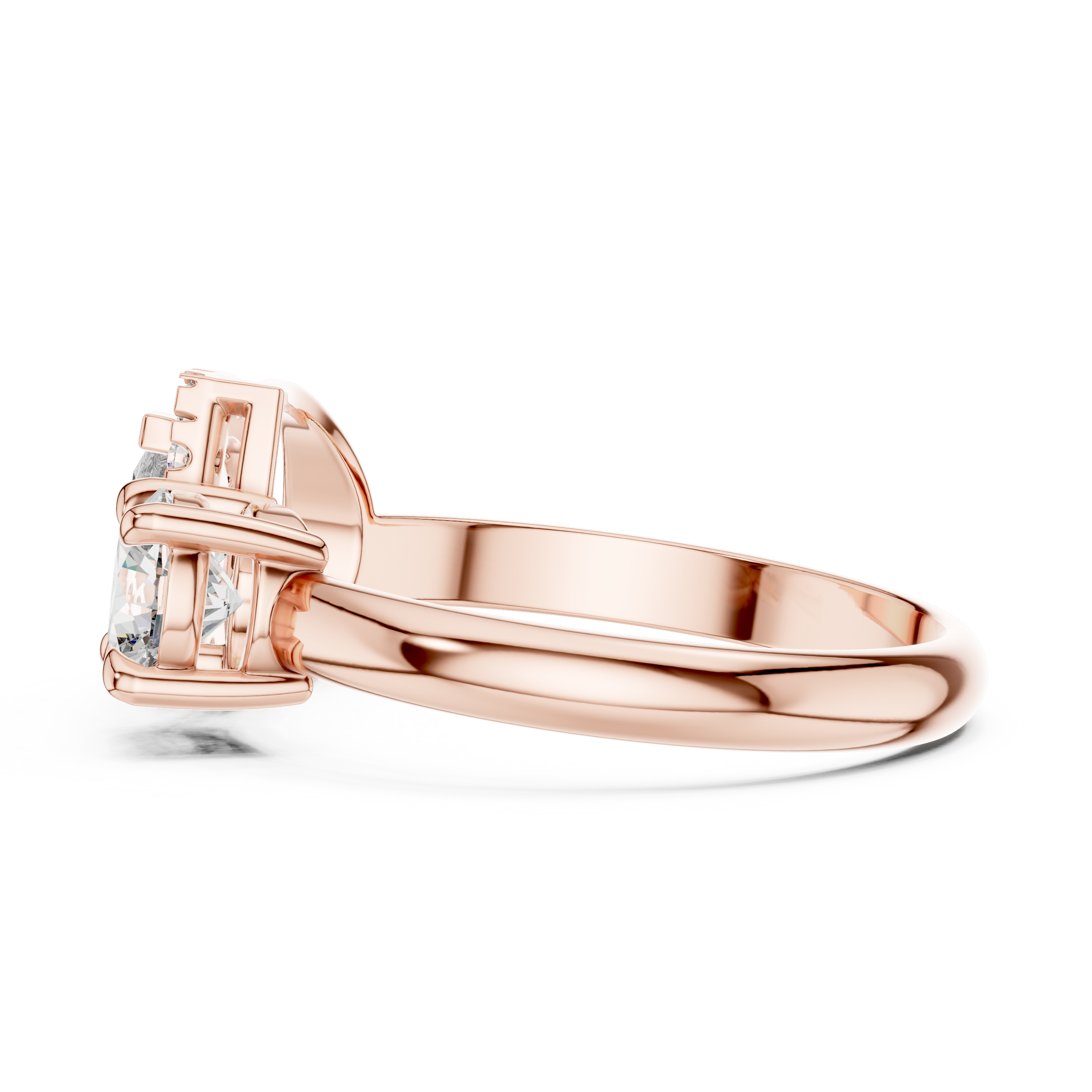 Toi et Moi Engagement Ring with Pear Solitaire and Round Halo Lab-Grown Diamonds (0.50 Carat Each) in 18K Gold