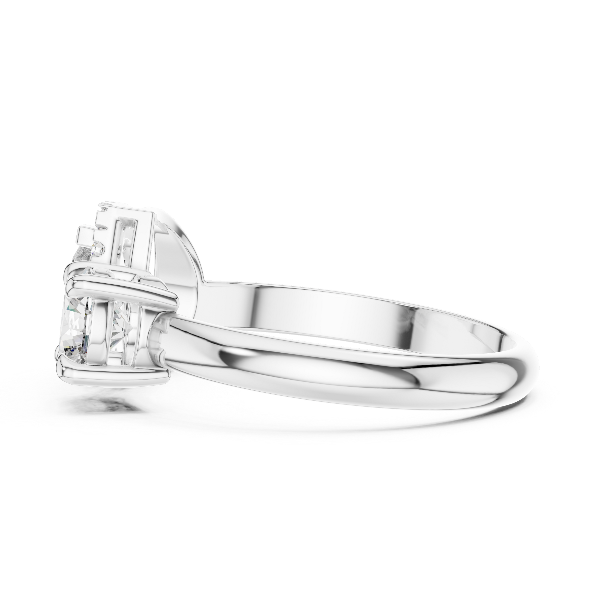 Toi et Moi Engagement Ring with Pear Solitaire and Round Halo Lab-Grown Diamonds (0.50 Carat Each) in 18K Gold