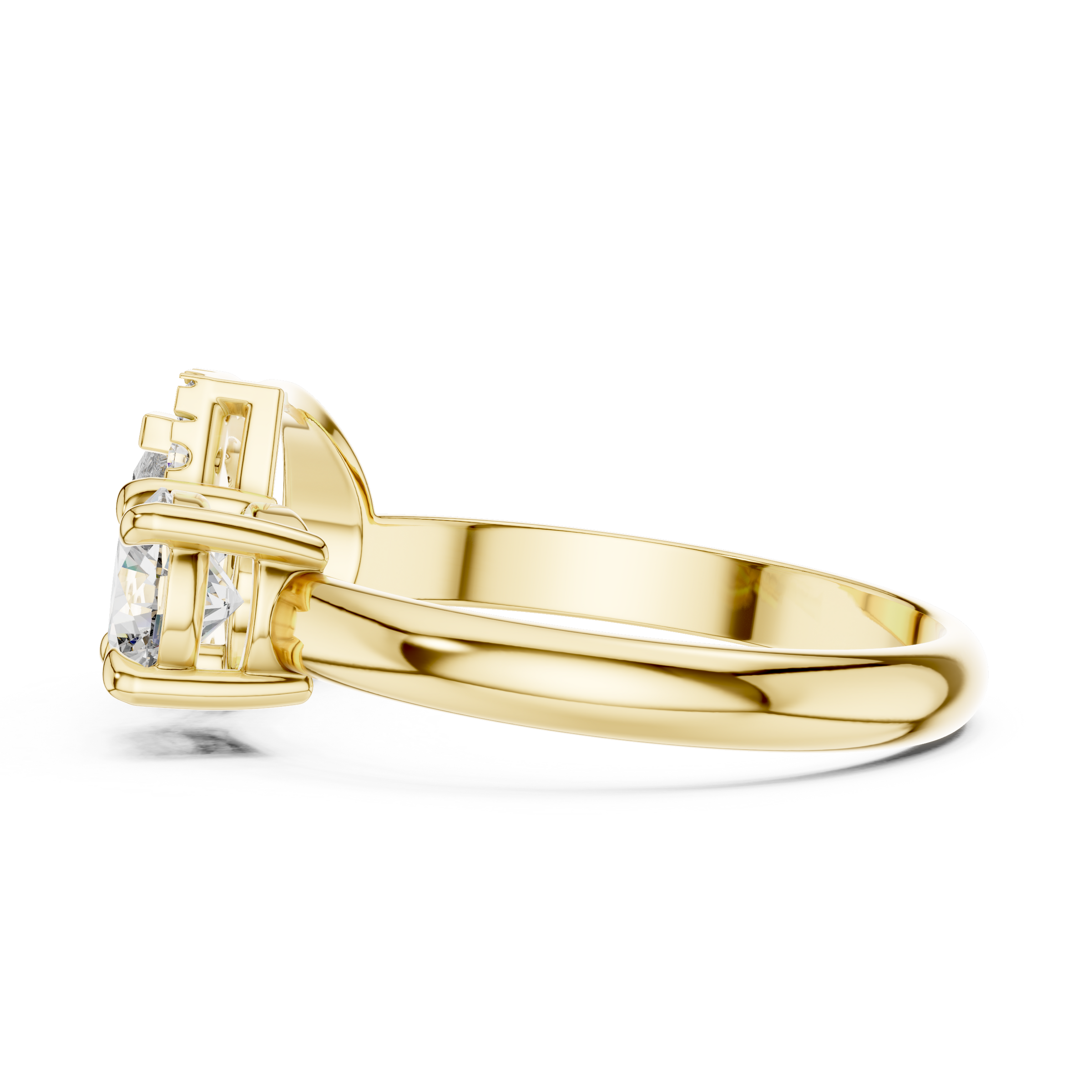 Toi et Moi Engagement Ring with Pear Solitaire and Round Halo Lab-Grown Diamonds (0.50 Carat Each) in 18K Gold