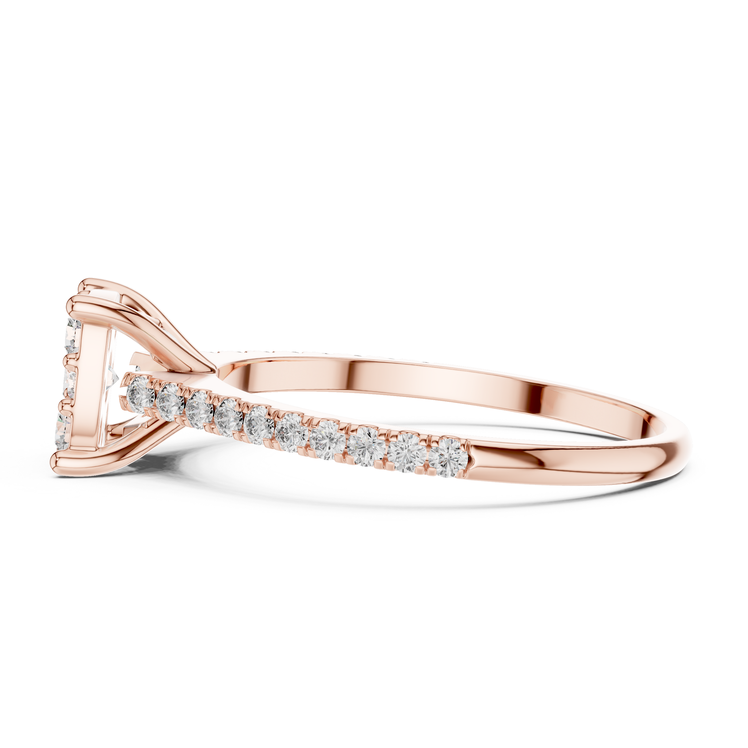 0.70 Carat Lab-Grown Diamond Cluster Ring with Pave Band in 18K Gold
