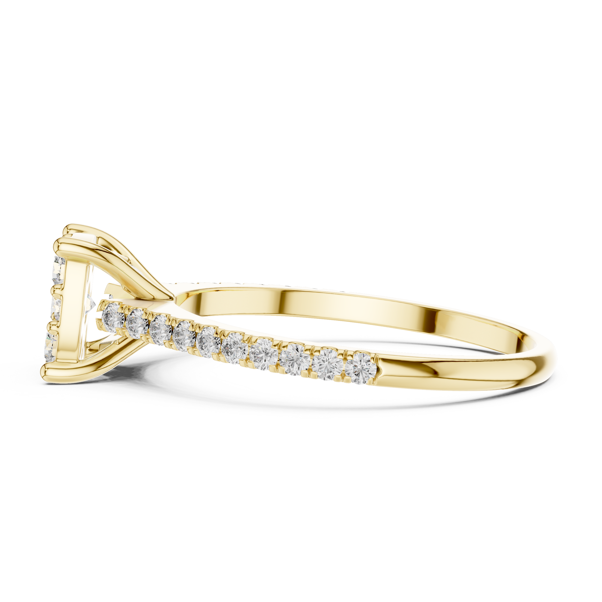 0.70 Carat Lab-Grown Diamond Cluster Ring with Pave Band in 18K Gold