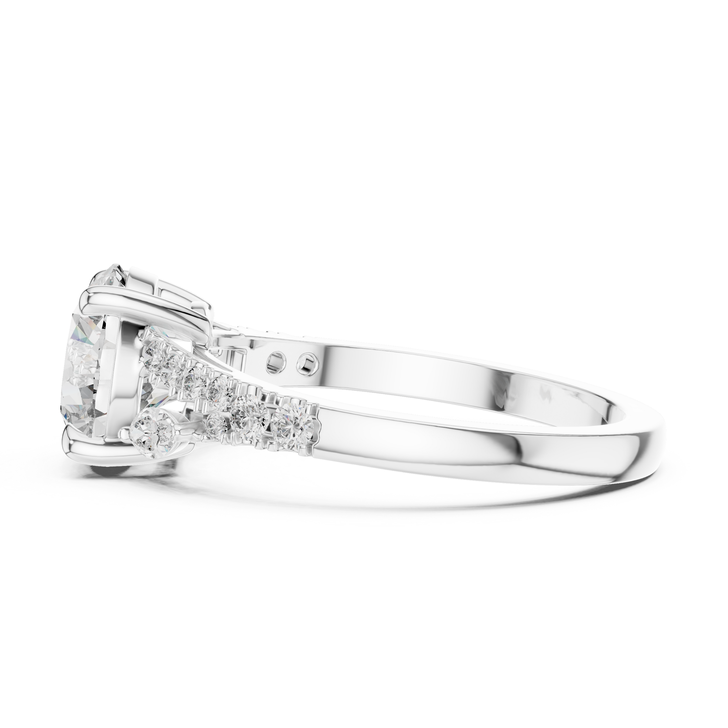 1–3 Carat Round Cut Lab-Grown Diamond Solitaire Engagement Ring with Split Shank Marquise & Round Pave Diamond Band in 18K Gold