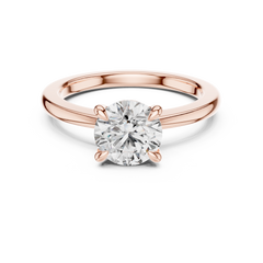 1–5 Carat Round Cut Lab-Grown Diamond Solitaire Engagement Ring with Classic Plain Band in 18K Gold