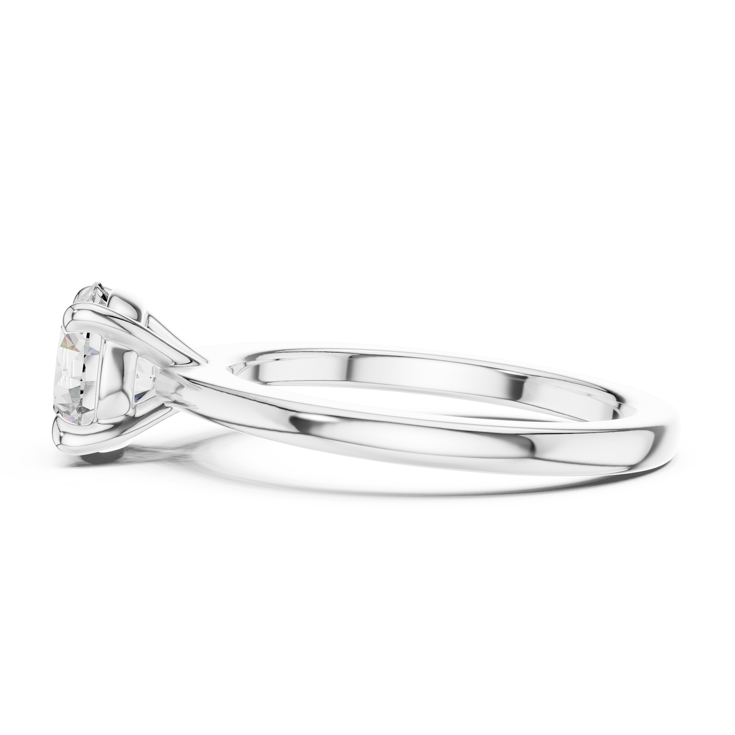 1–5 Carat Round Cut Lab-Grown Diamond Solitaire Engagement Ring with Classic Plain Band in 18K Gold
