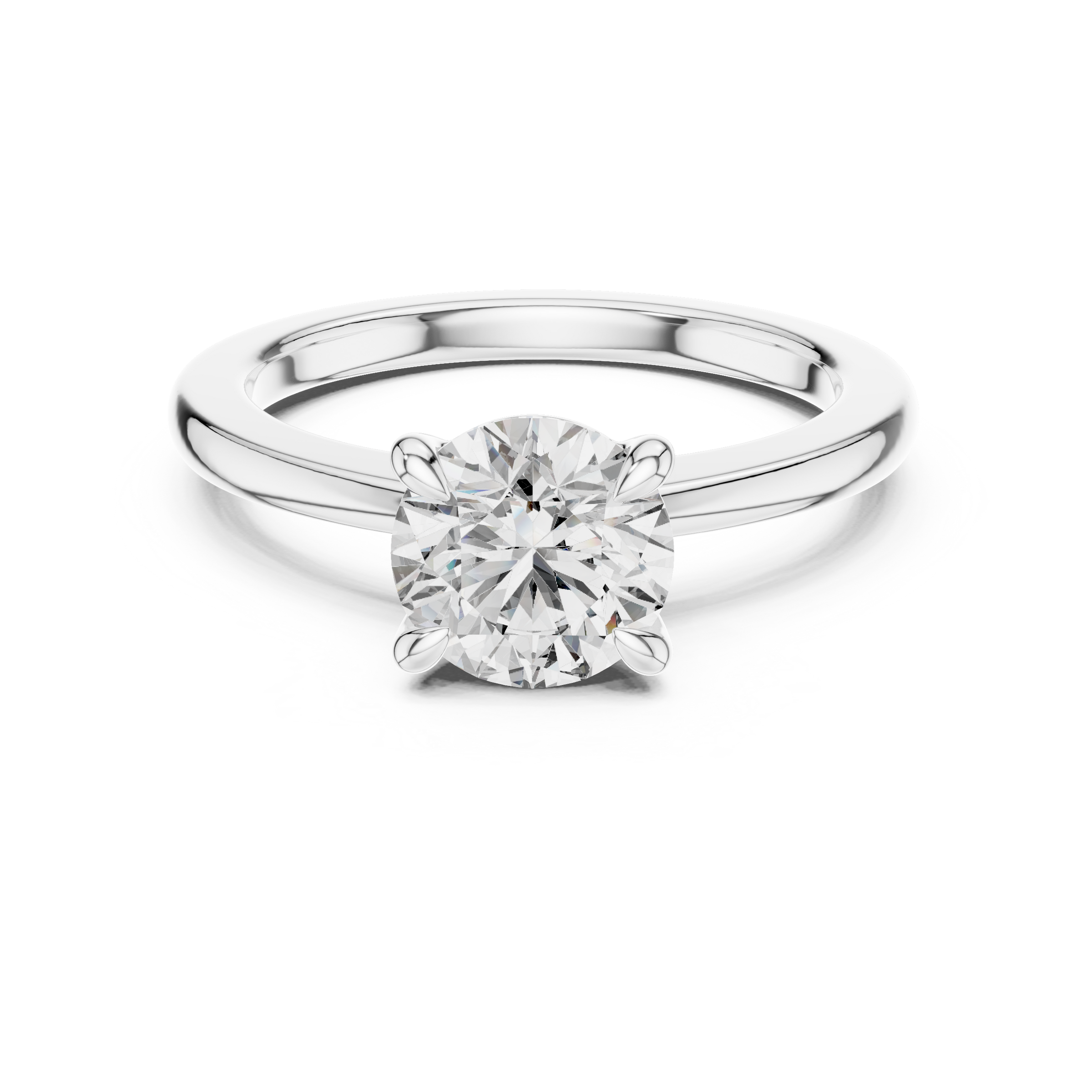 1–5 Carat Round Cut Lab-Grown Diamond Solitaire Engagement Ring with Classic Plain Band in 18K Gold