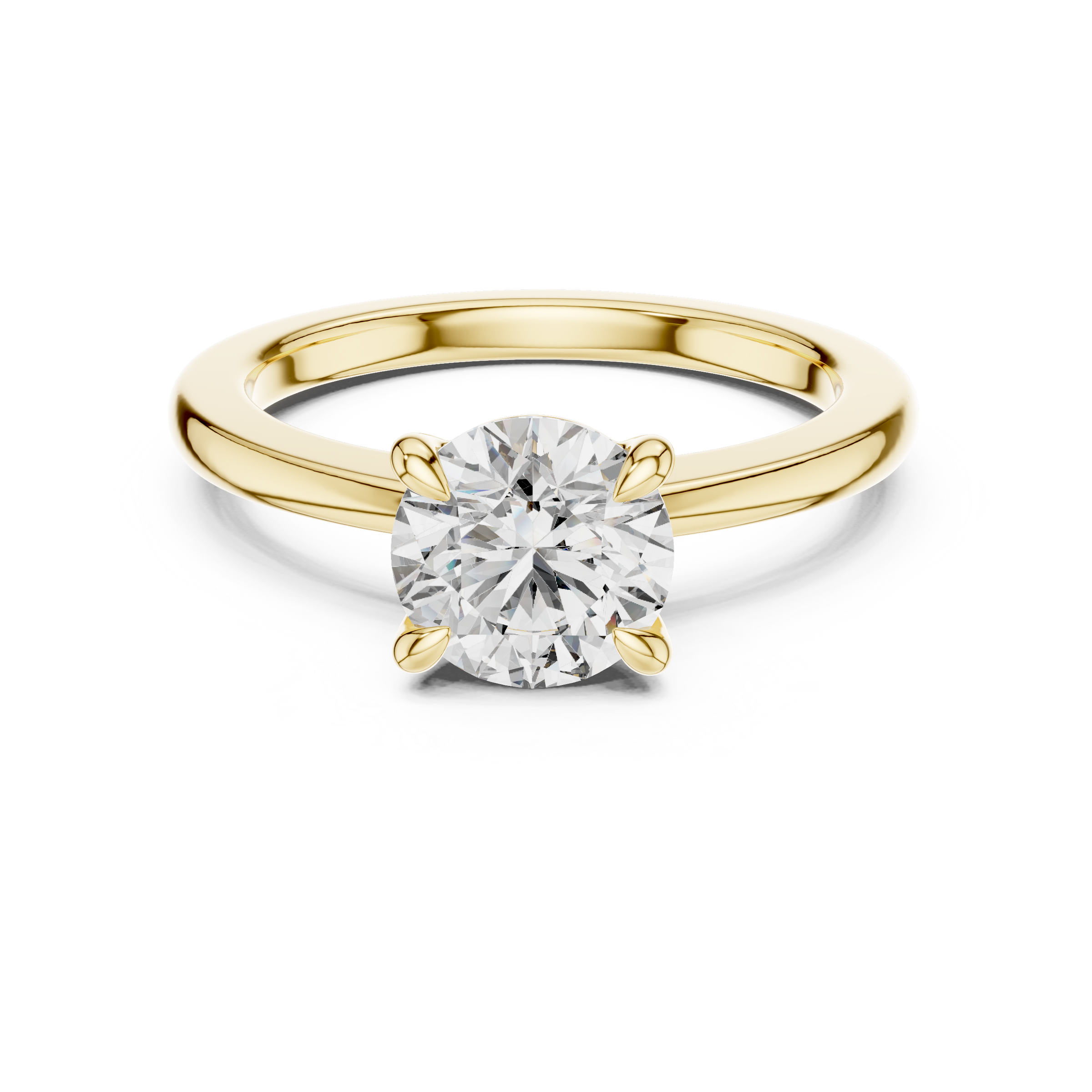 1–5 Carat Round Cut Lab-Grown Diamond Solitaire Engagement Ring with Classic Plain Band in 18K Gold