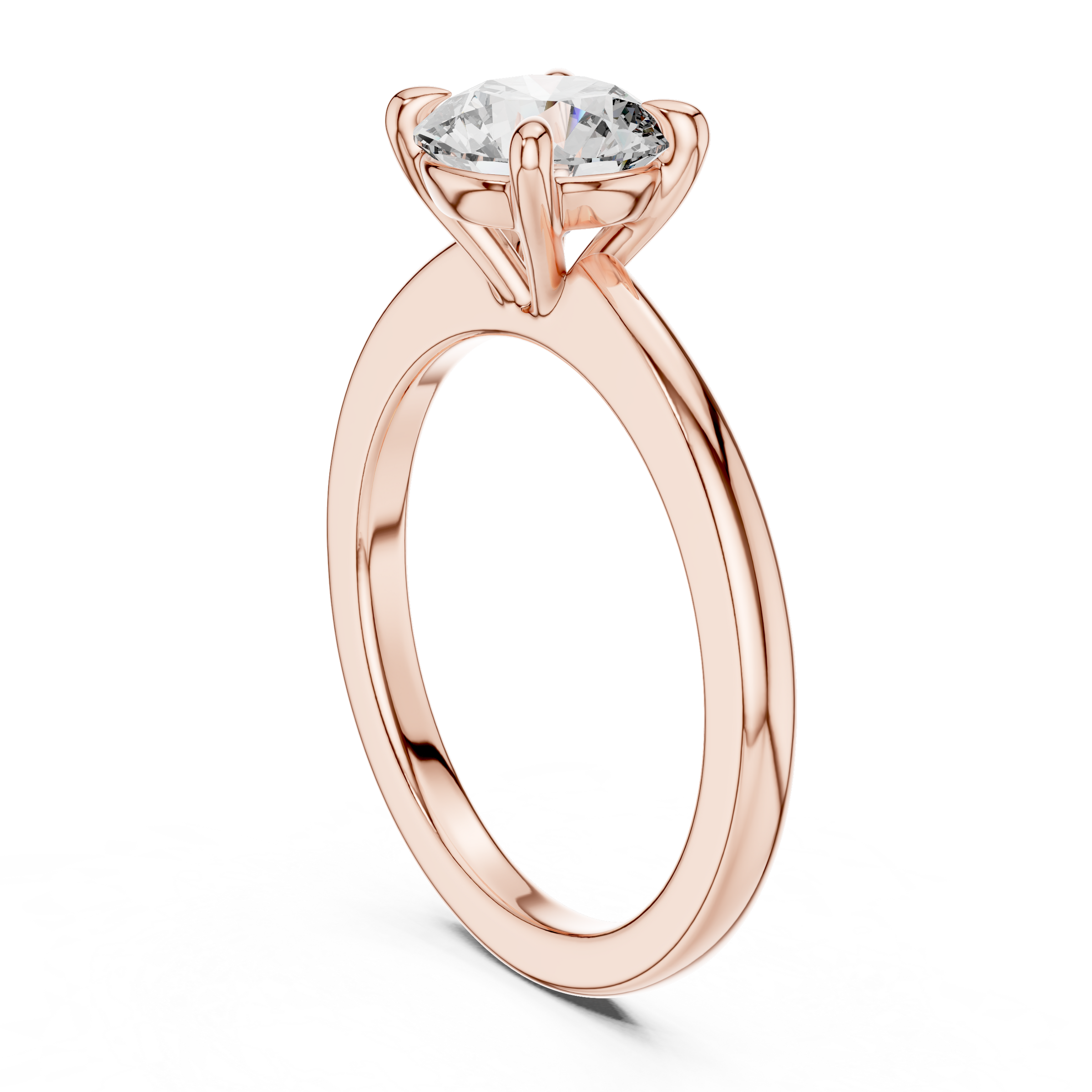 1–5 Carat Round Cut Lab-Grown Diamond Solitaire Engagement Ring with Classic Plain Band in 18K Gold