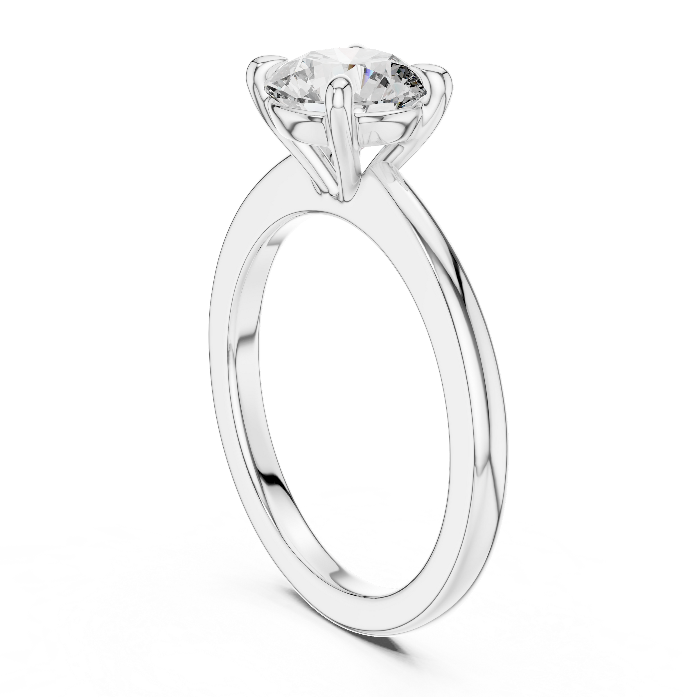 1–5 Carat Round Cut Lab-Grown Diamond Solitaire Engagement Ring with Classic Plain Band in 18K Gold