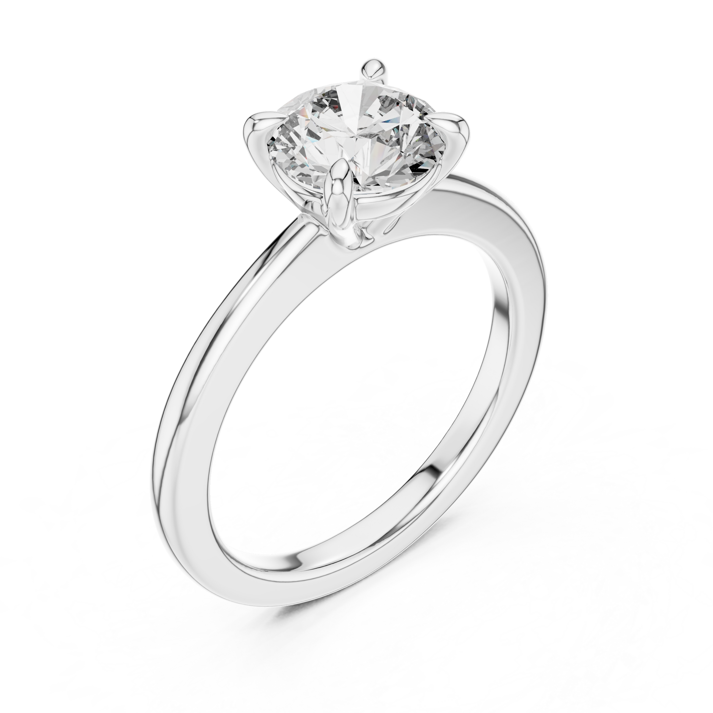 1–5 Carat Round Cut Lab-Grown Diamond Solitaire Engagement Ring with Classic Plain Band in 18K Gold