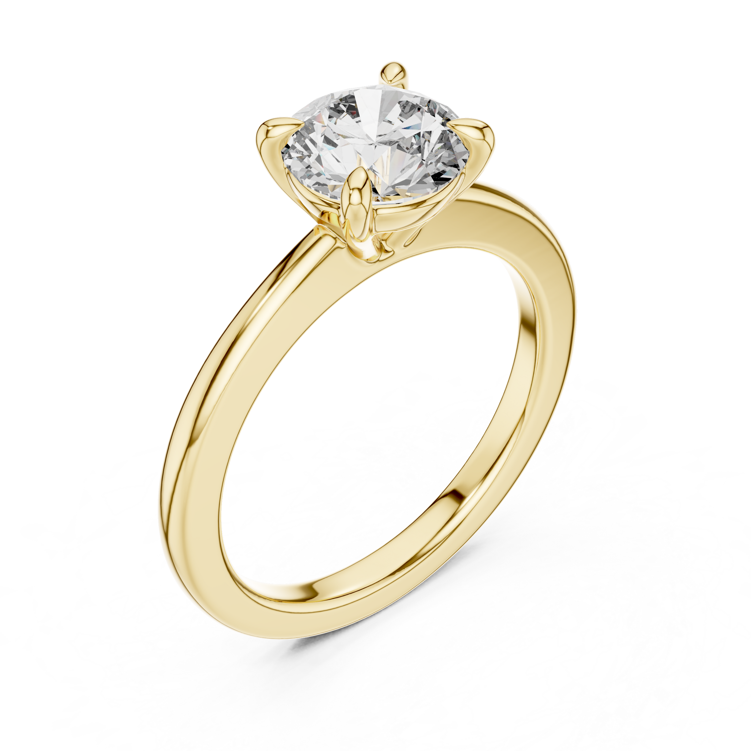 1–5 Carat Round Cut Lab-Grown Diamond Solitaire Engagement Ring with Classic Plain Band in 18K Gold