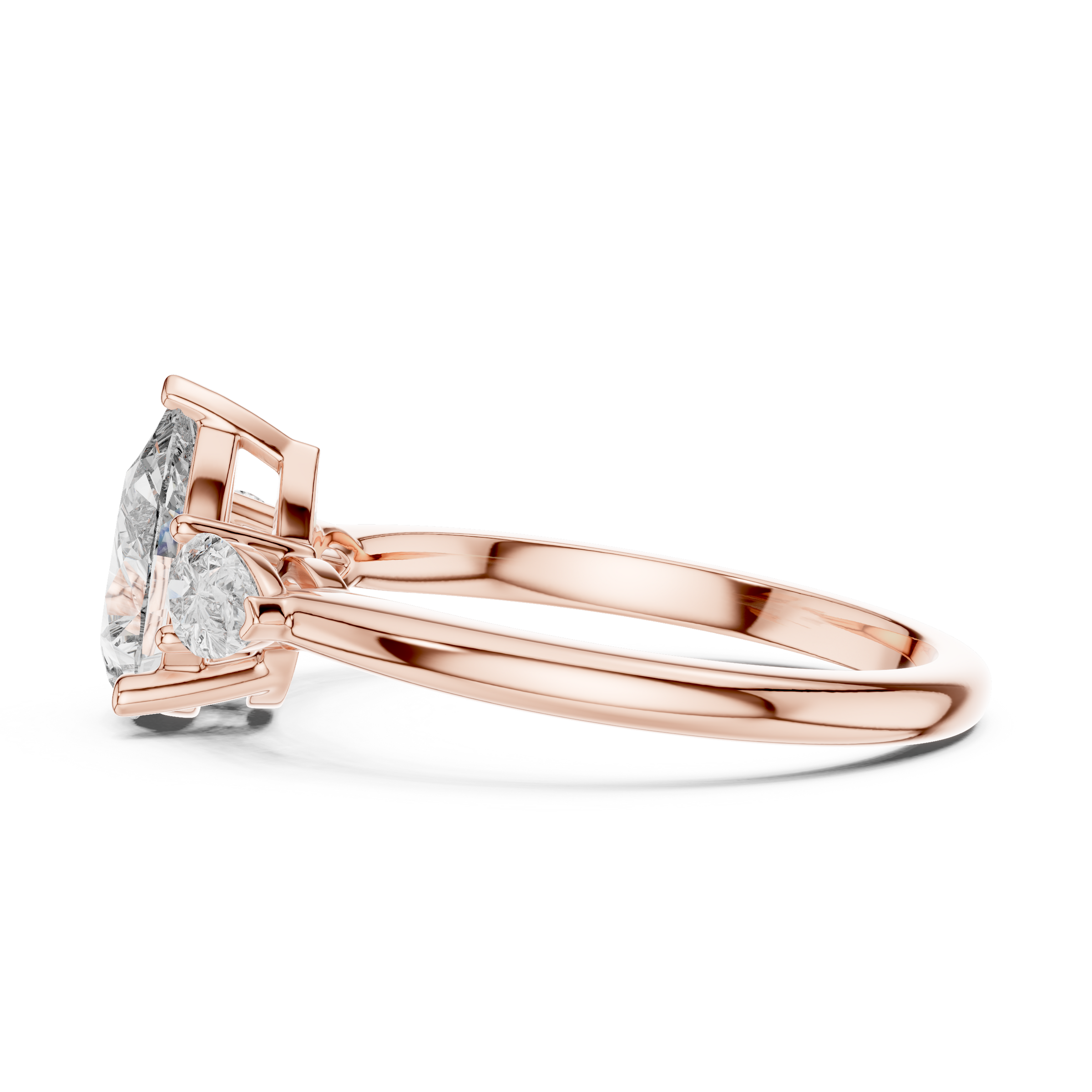 1–3 Carat Pear Cut Lab-Grown Diamond Solitaire Trilogy Ring with Pear Side Stones in 18K Gold