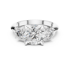 1–3 Carat Round Cut Lab-Grown Diamond Solitaire Trilogy Ring with Round Side Stones & Four-Prong Setting in 18K Gold