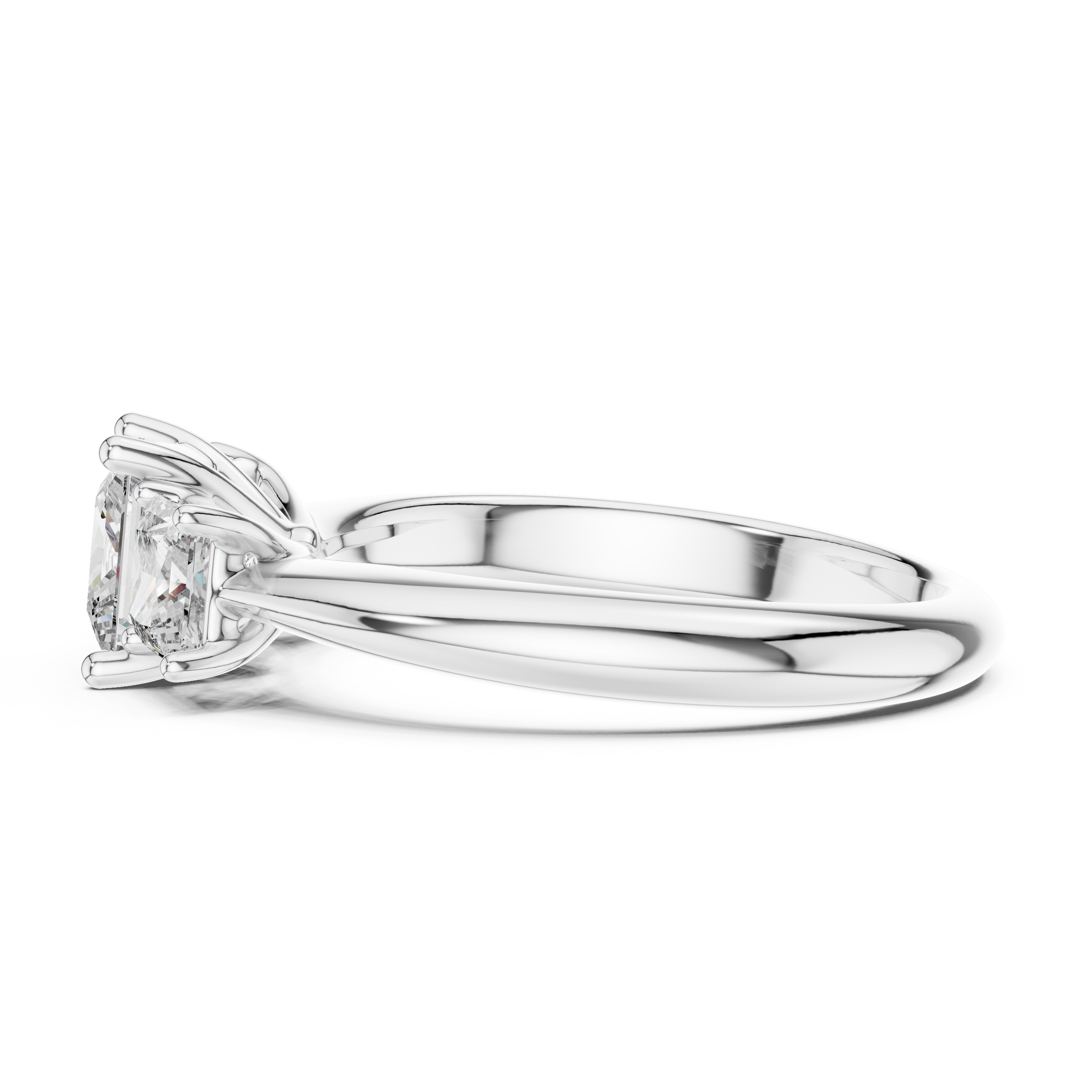1–3 Carat Princess Cut Lab-Grown Diamond Solitaire Trilogy Ring with Princess Cut Side Stones in 18K Gold
