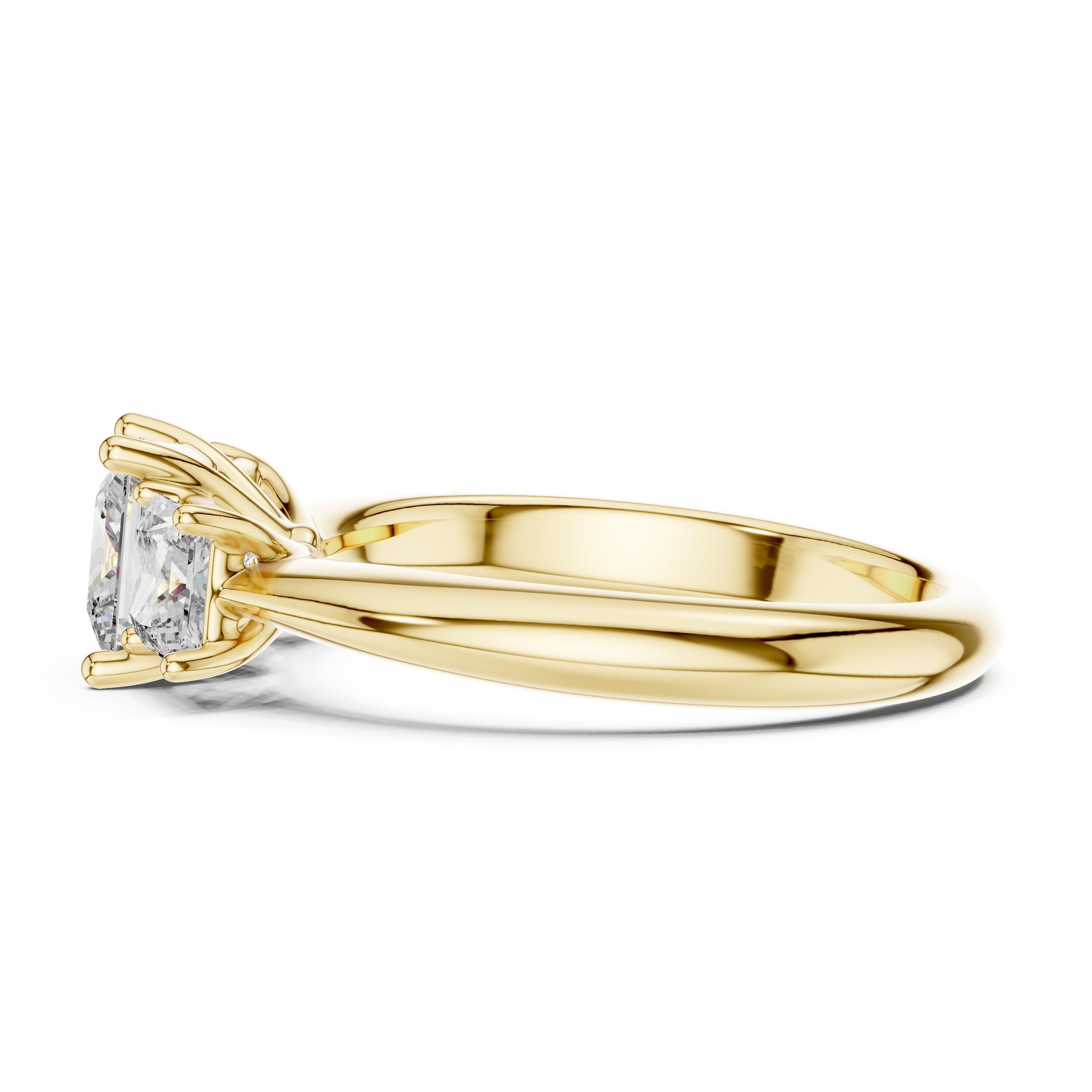 1–3 Carat Princess Cut Lab-Grown Diamond Solitaire Trilogy Ring with Princess Cut Side Stones in 18K Gold