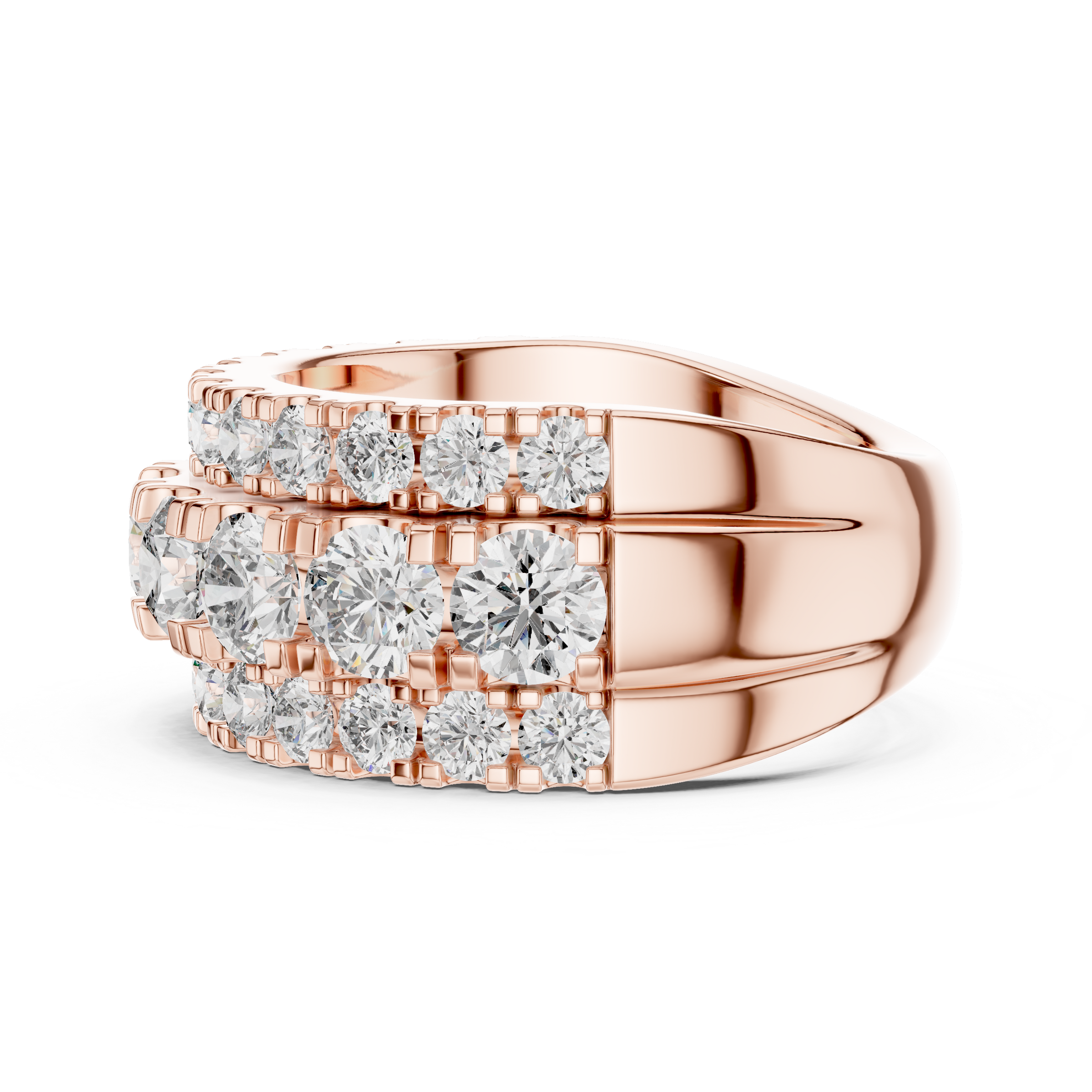 3 Carat Multi-Row Lab-Grown Diamond Half Eternity Ring in 18K Gold