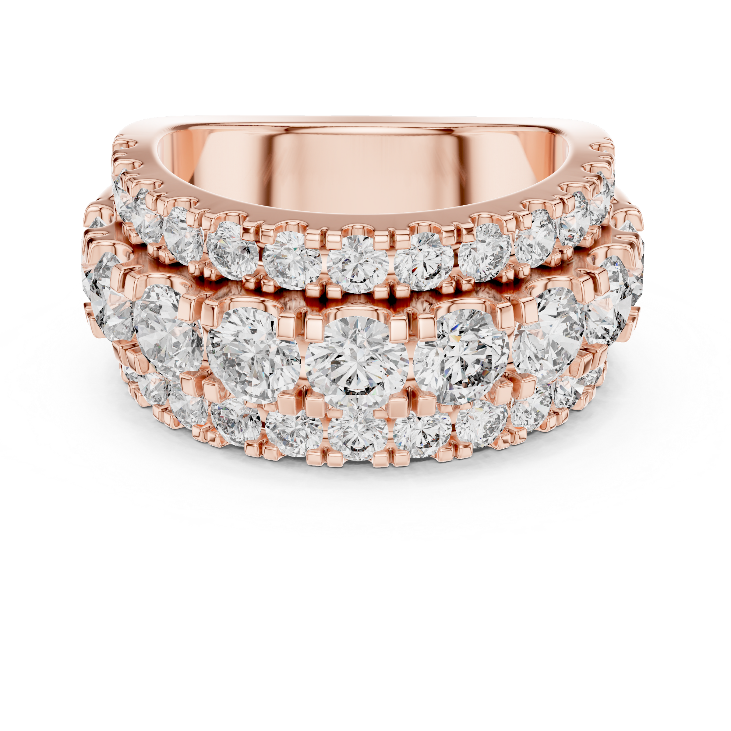 3 Carat Multi-Row Lab-Grown Diamond Half Eternity Ring in 18K Gold