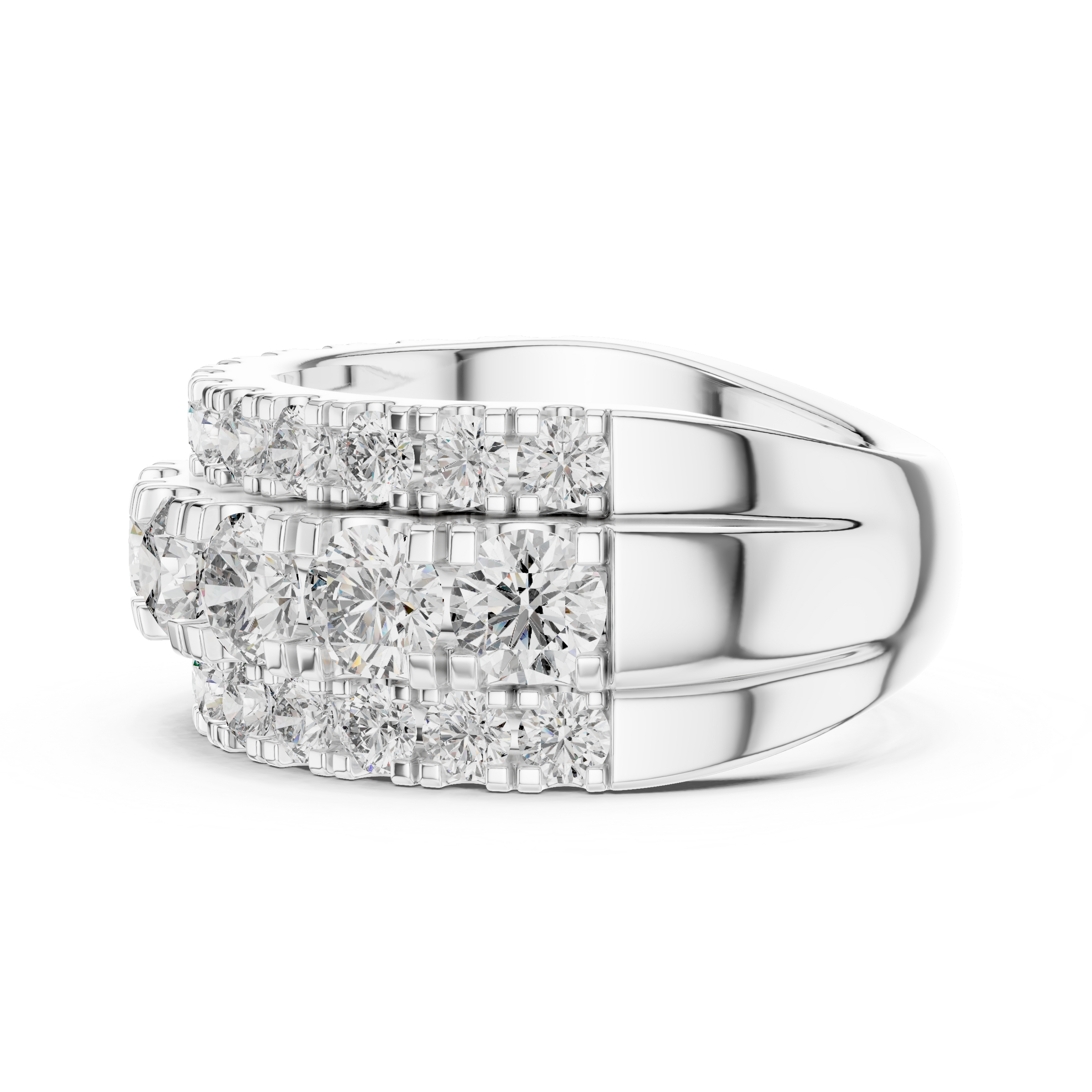 3 Carat Multi-Row Lab-Grown Diamond Half Eternity Ring in 18K Gold