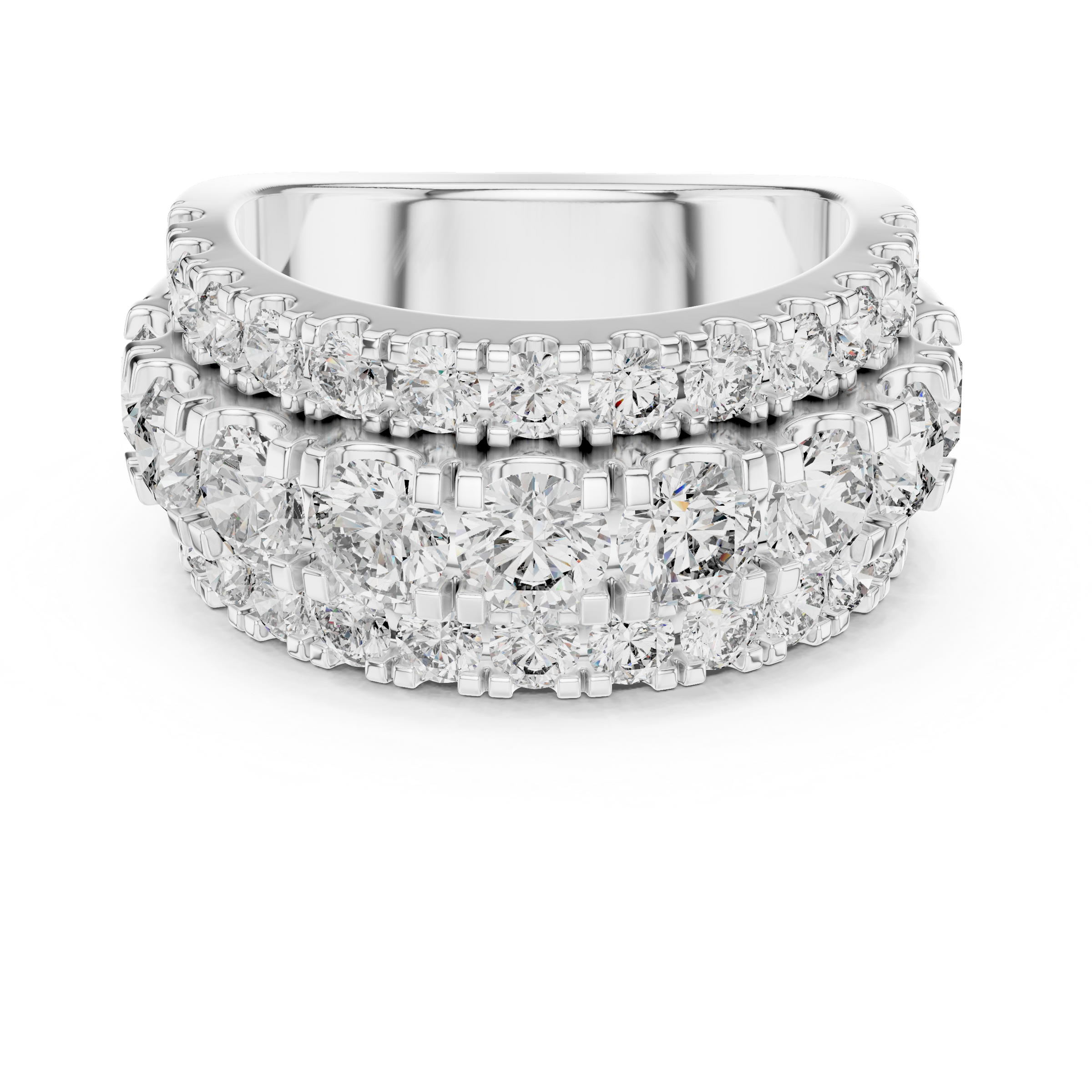 3 Carat Multi-Row Lab-Grown Diamond Half Eternity Ring in 18K Gold
