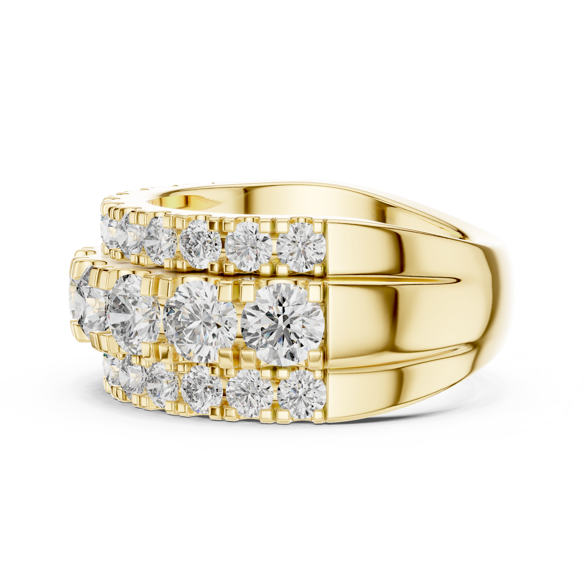 3 Carat Multi-Row Lab-Grown Diamond Half Eternity Ring in 18K Gold
